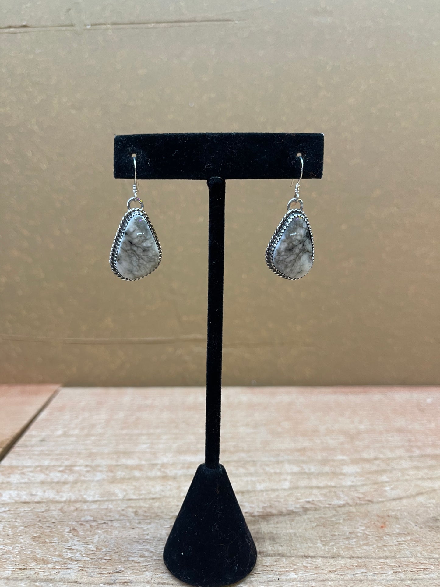 White Buffalo Teardrop Shaped Earrings