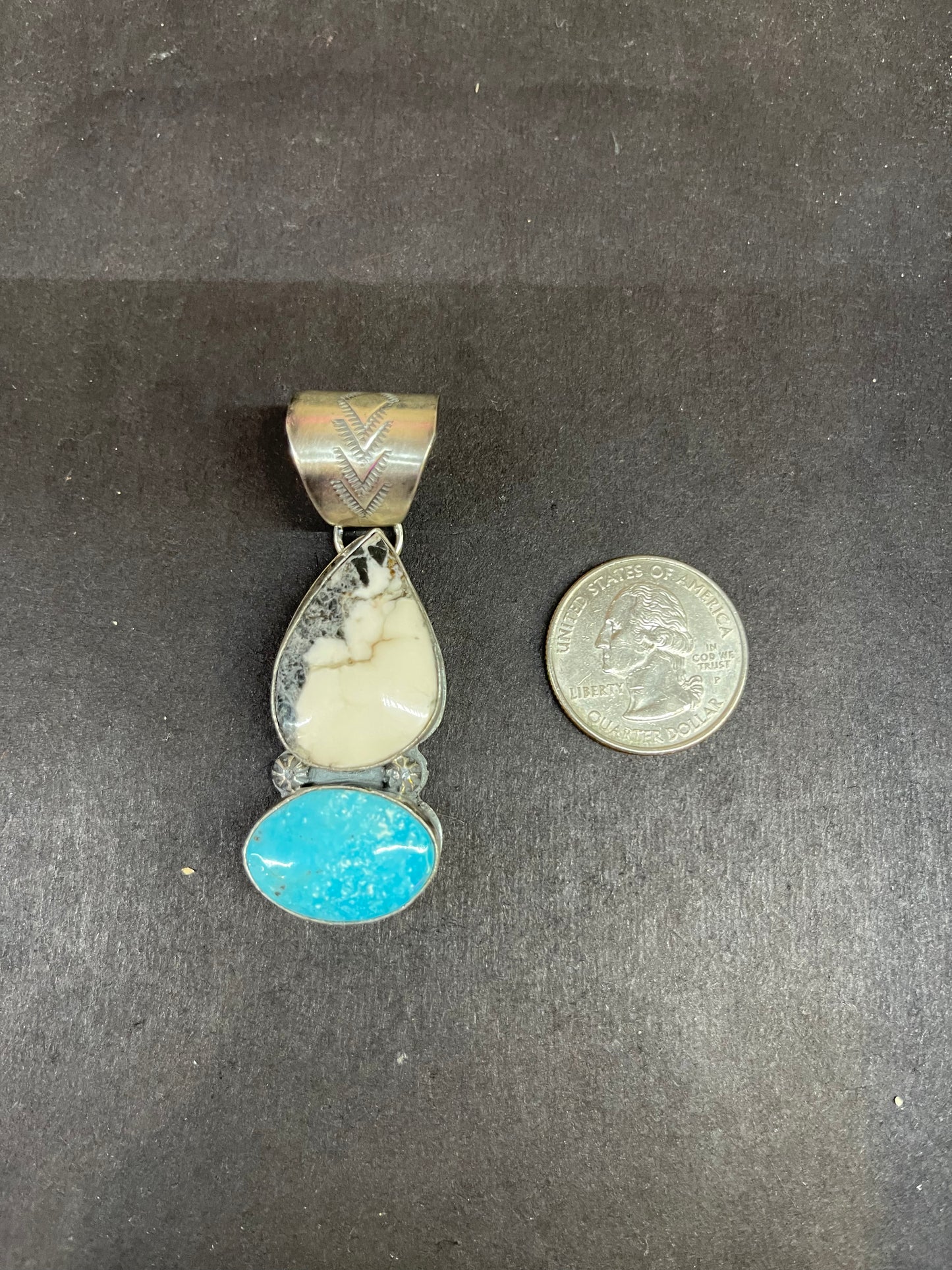 White Buffalo and turquoise Pendant