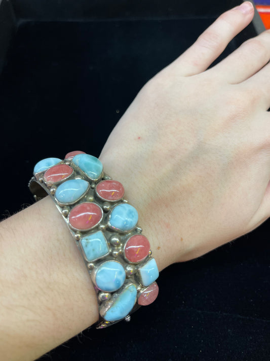 Larimar and Rhodochrosite Bracelet