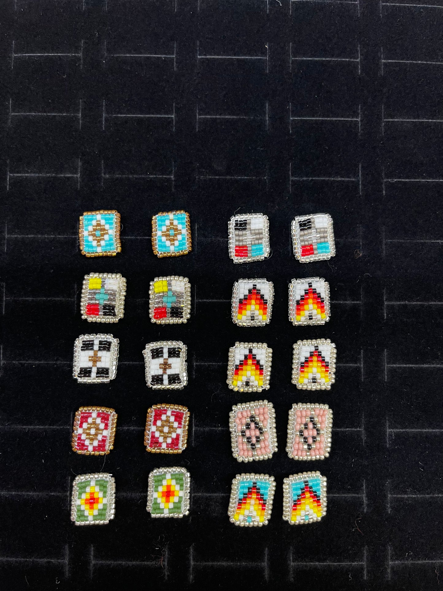 Rectangular Seed Bead Stud Earrings