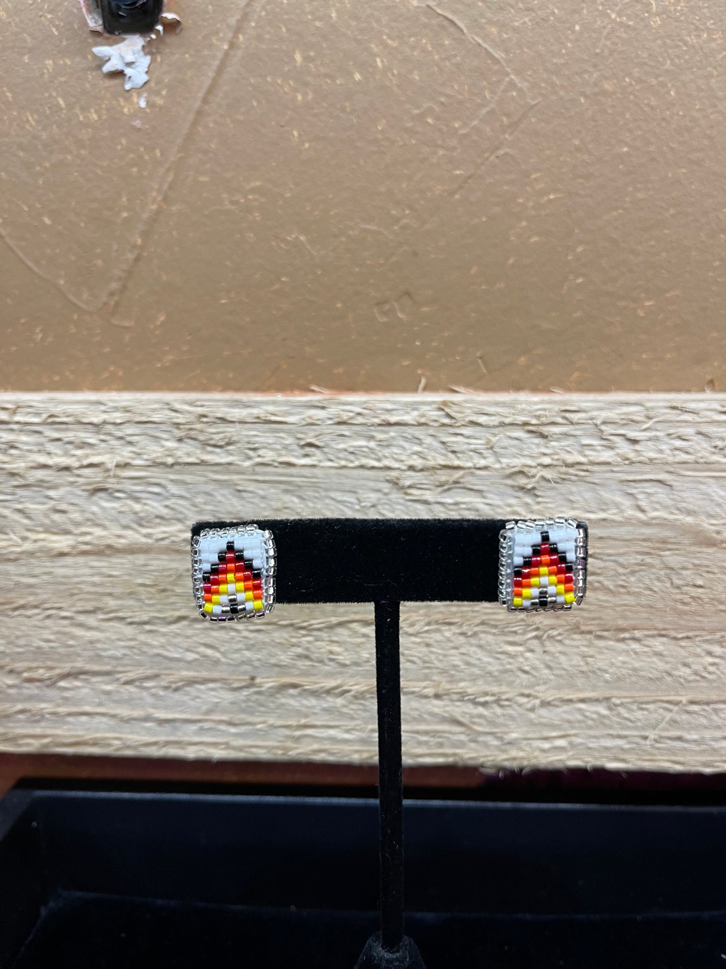 Rectangular Seed Bead Stud Earrings