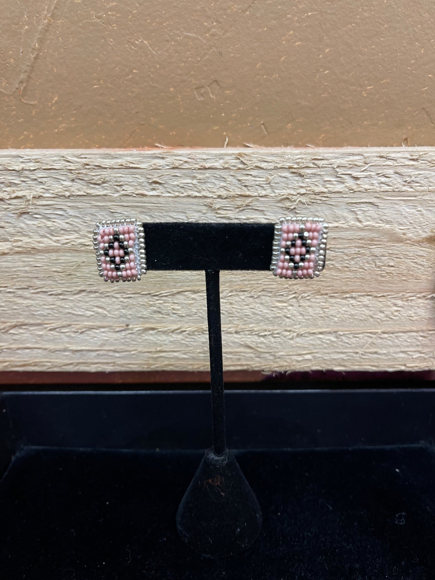 Rectangular Seed Bead Stud Earrings