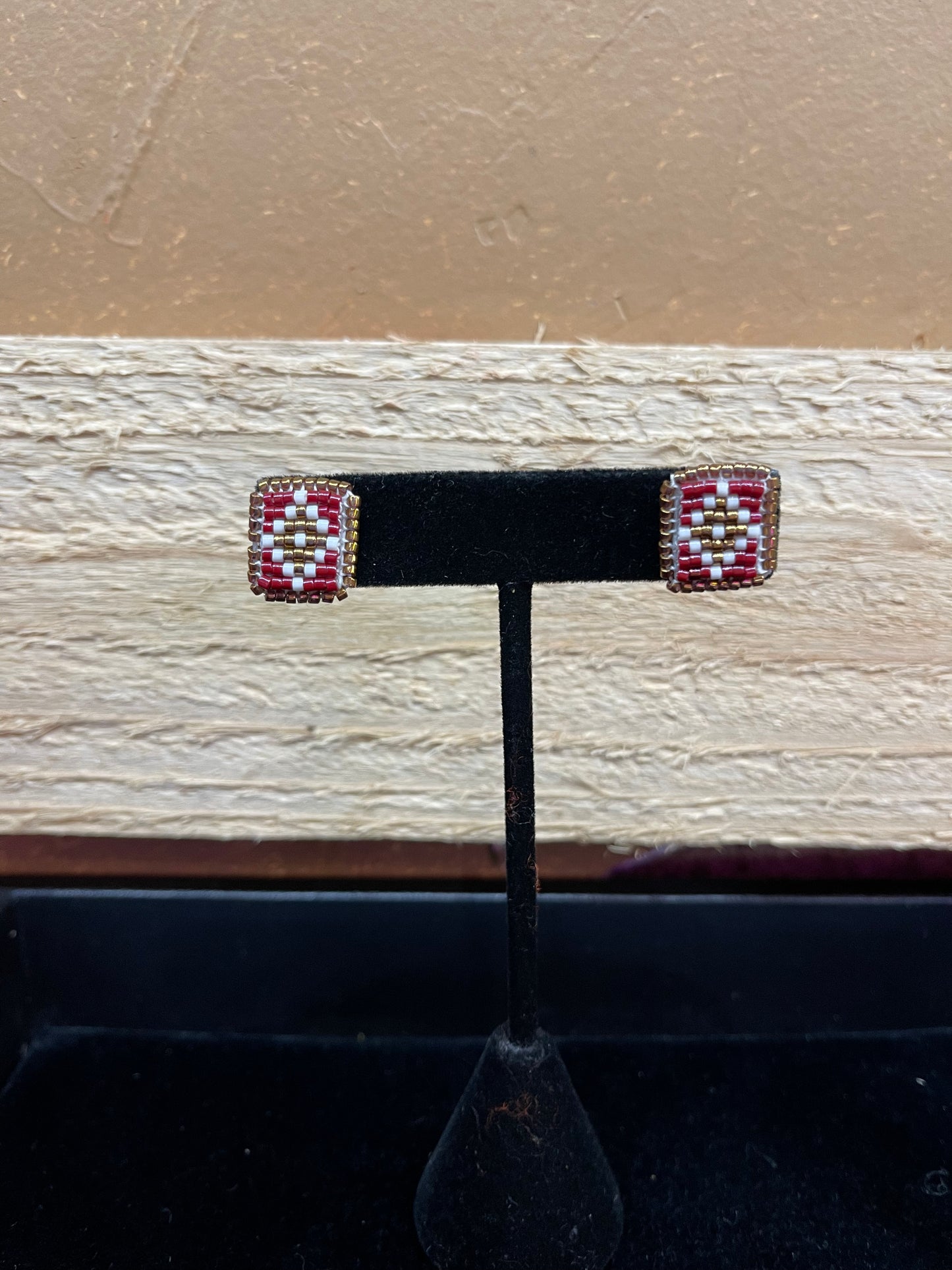 Rectangular Seed Bead Stud Earrings