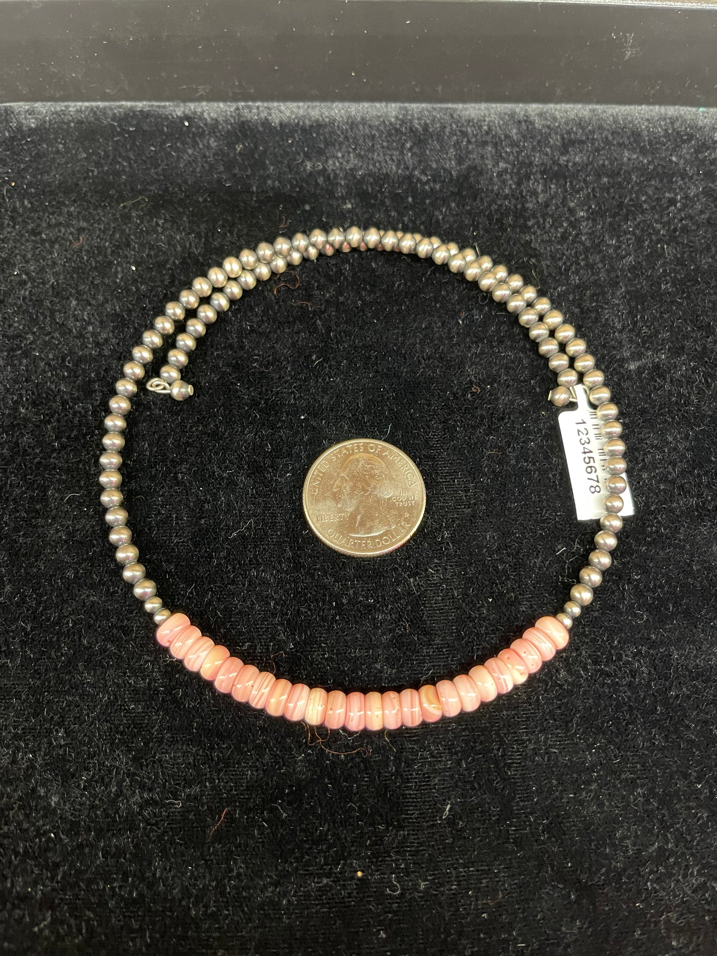 Pink Conch Shell and Navajo Pearl Memory Wire Choker