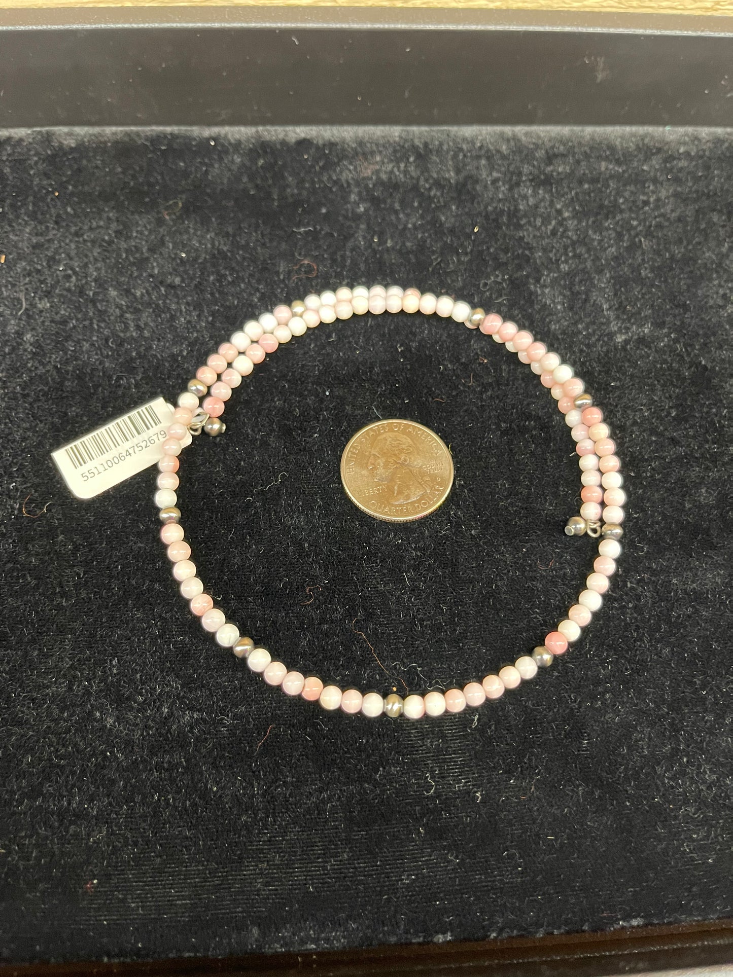 Pink Conch Shell and Navajo Pearl Memory Wire Choker