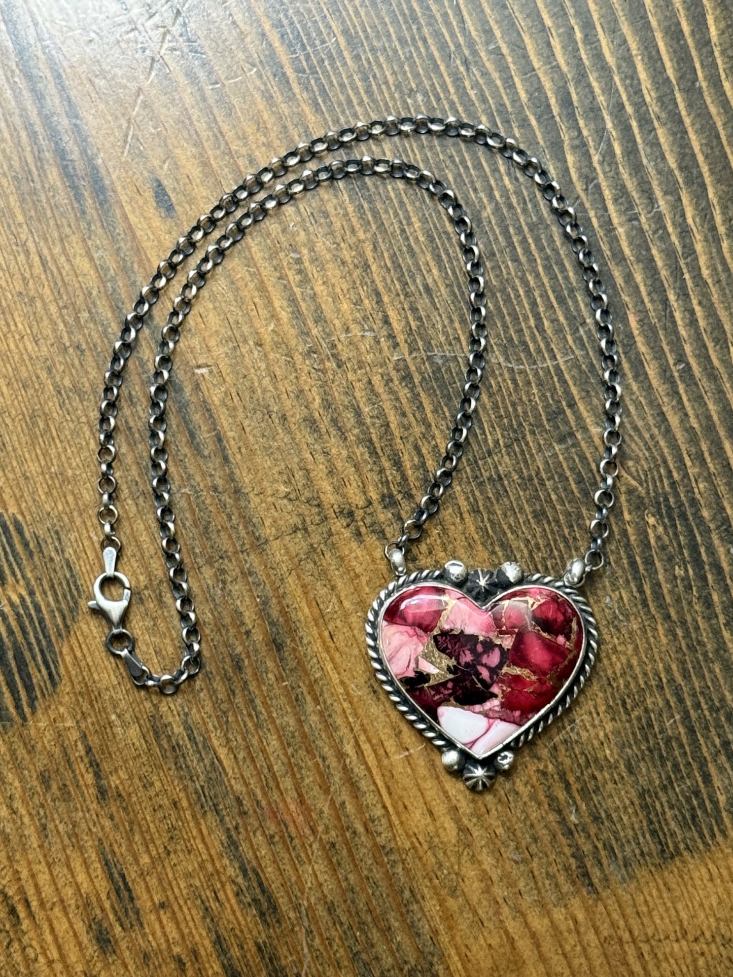 Dahlia Rose Heart Necklace by Donovan Skeet, Navajo