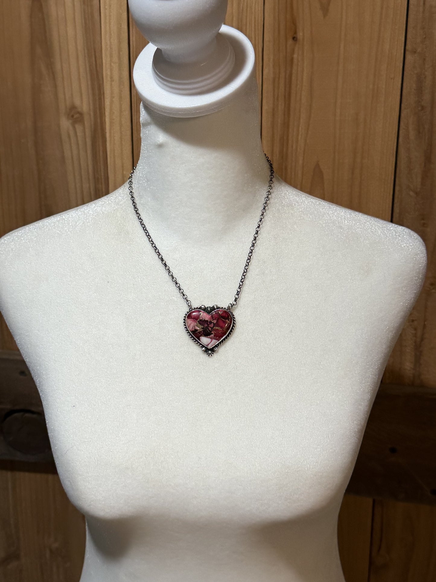 Dahlia Rose Heart Necklace by Donovan Skeet, Navajo