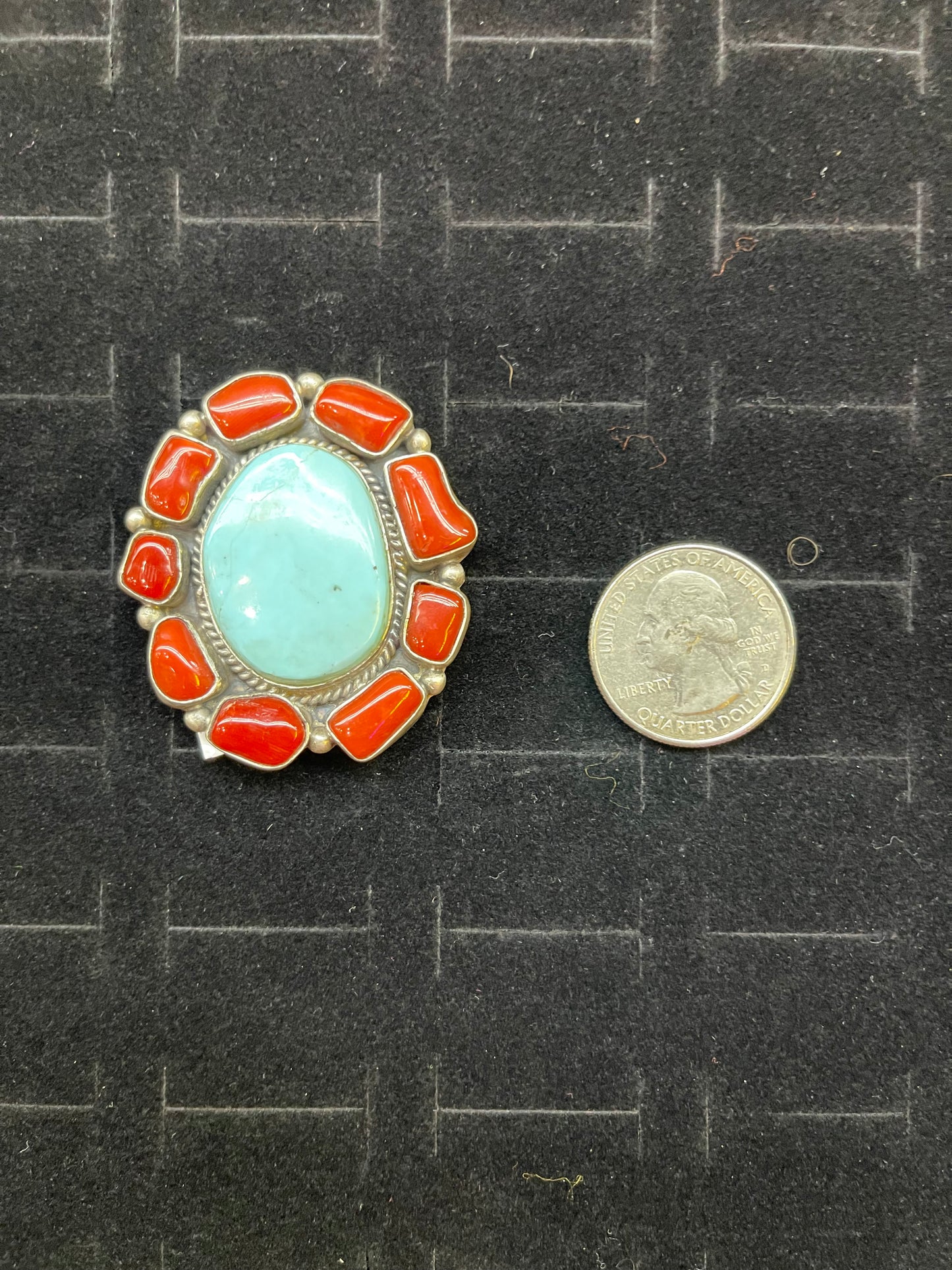 Red Coral and Turquoise Rings