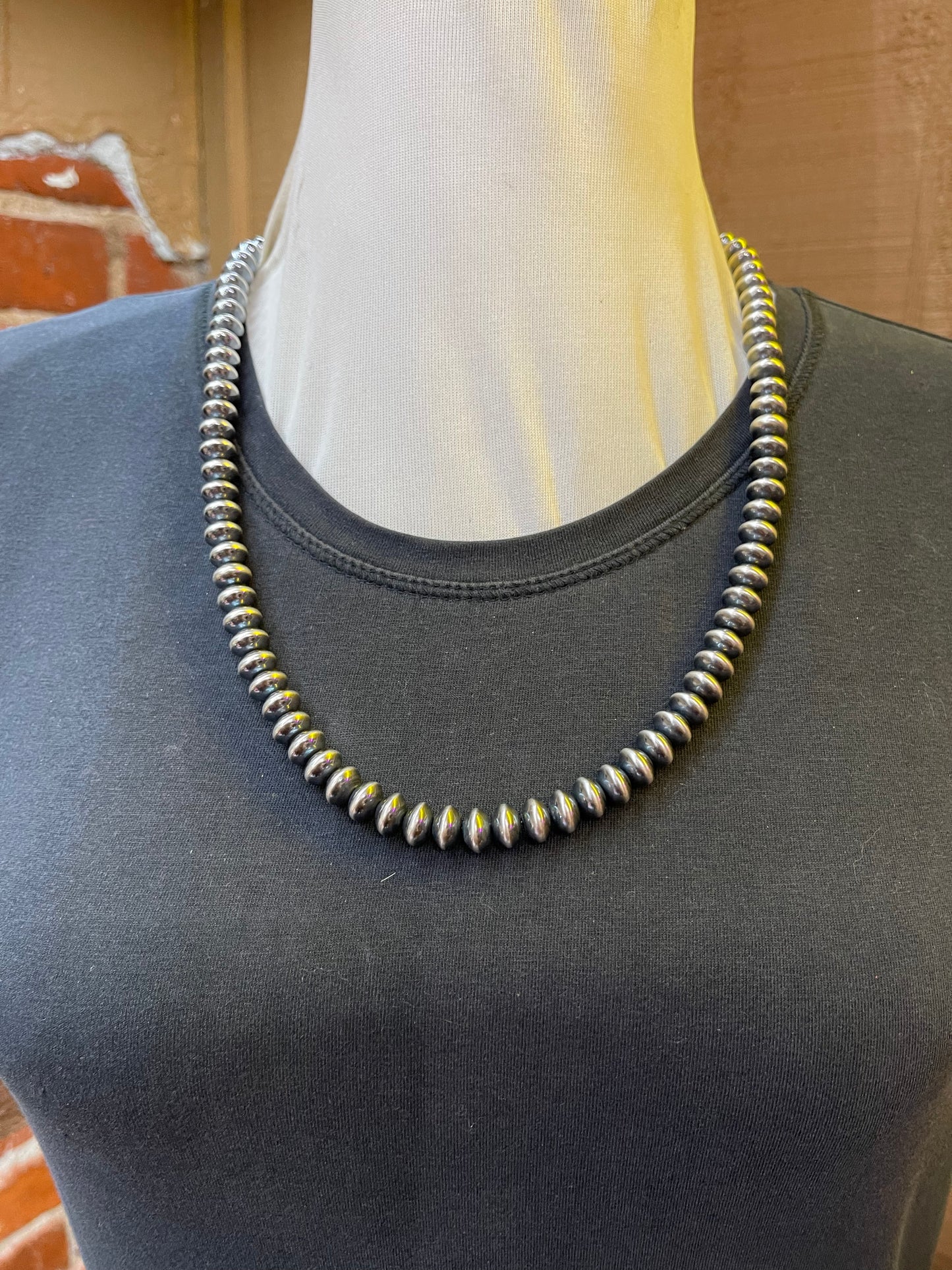 24" 9mm Saucer Navajo Pearl Necklace