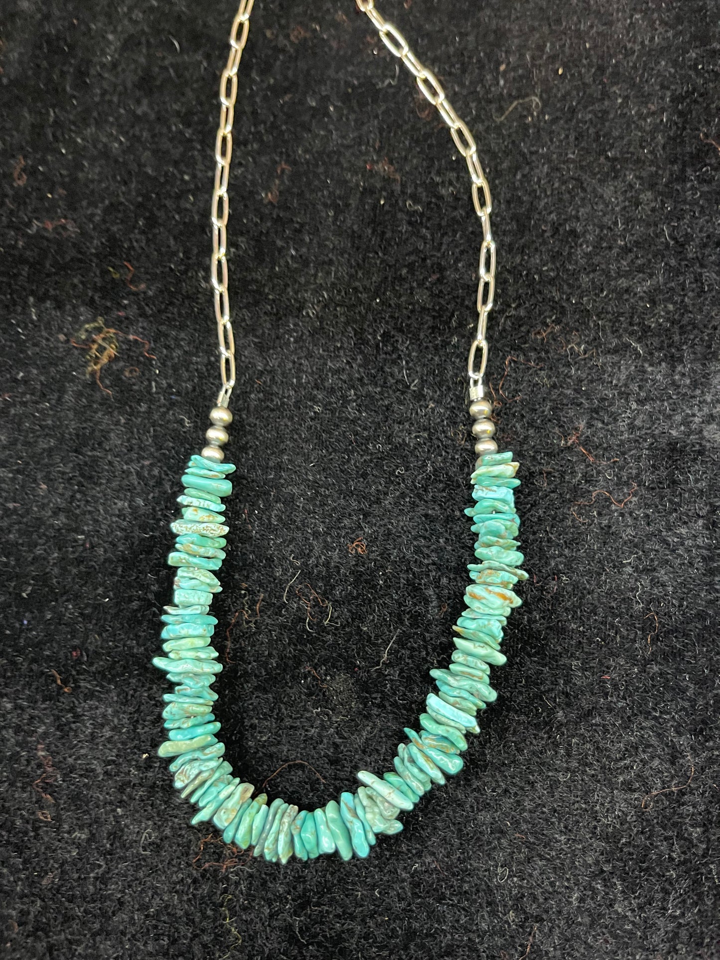Natural Turquoise Chips And Chain Linked Necklace