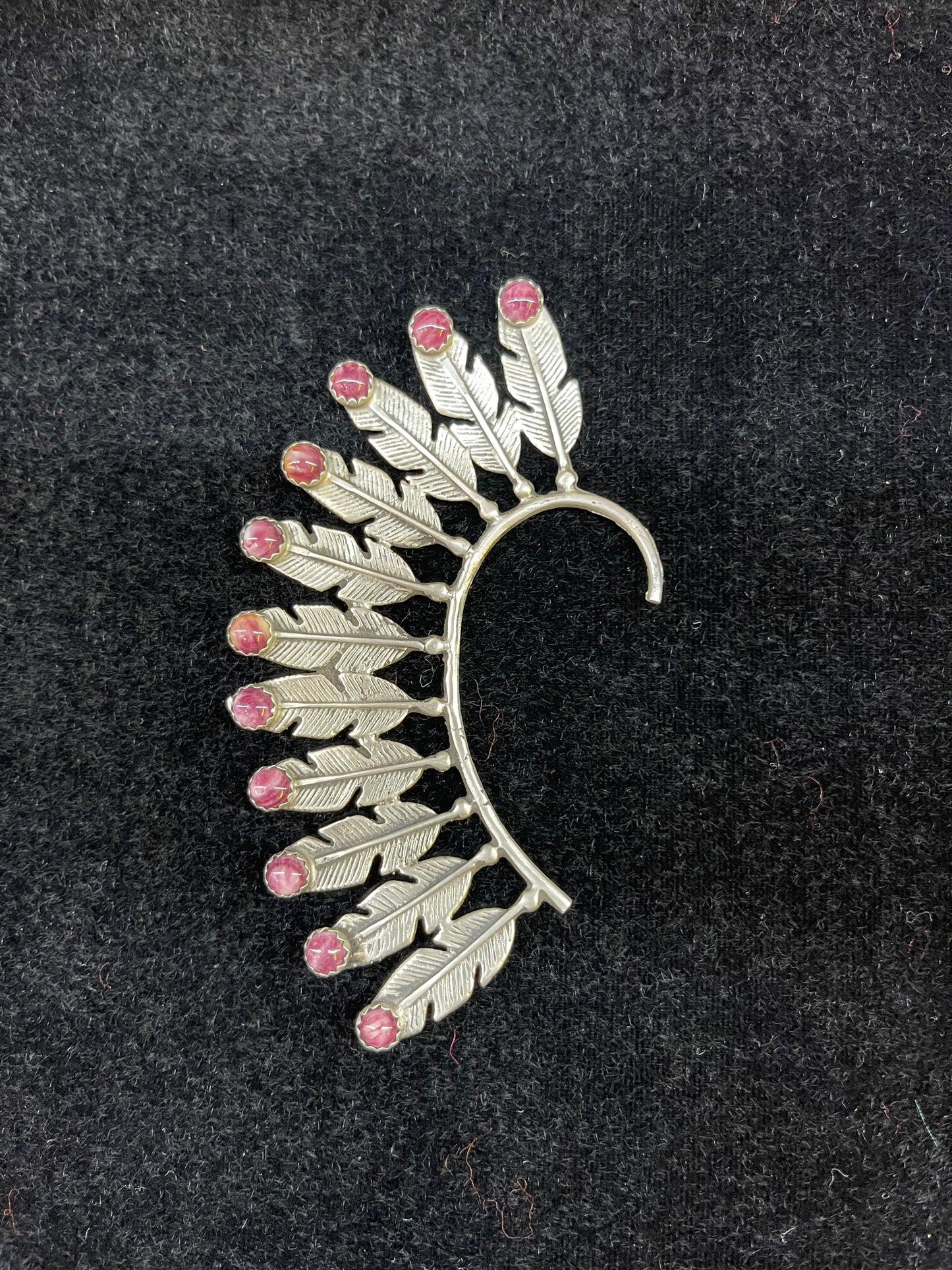 Purple Spiny Oyster Feather Ear Cuff