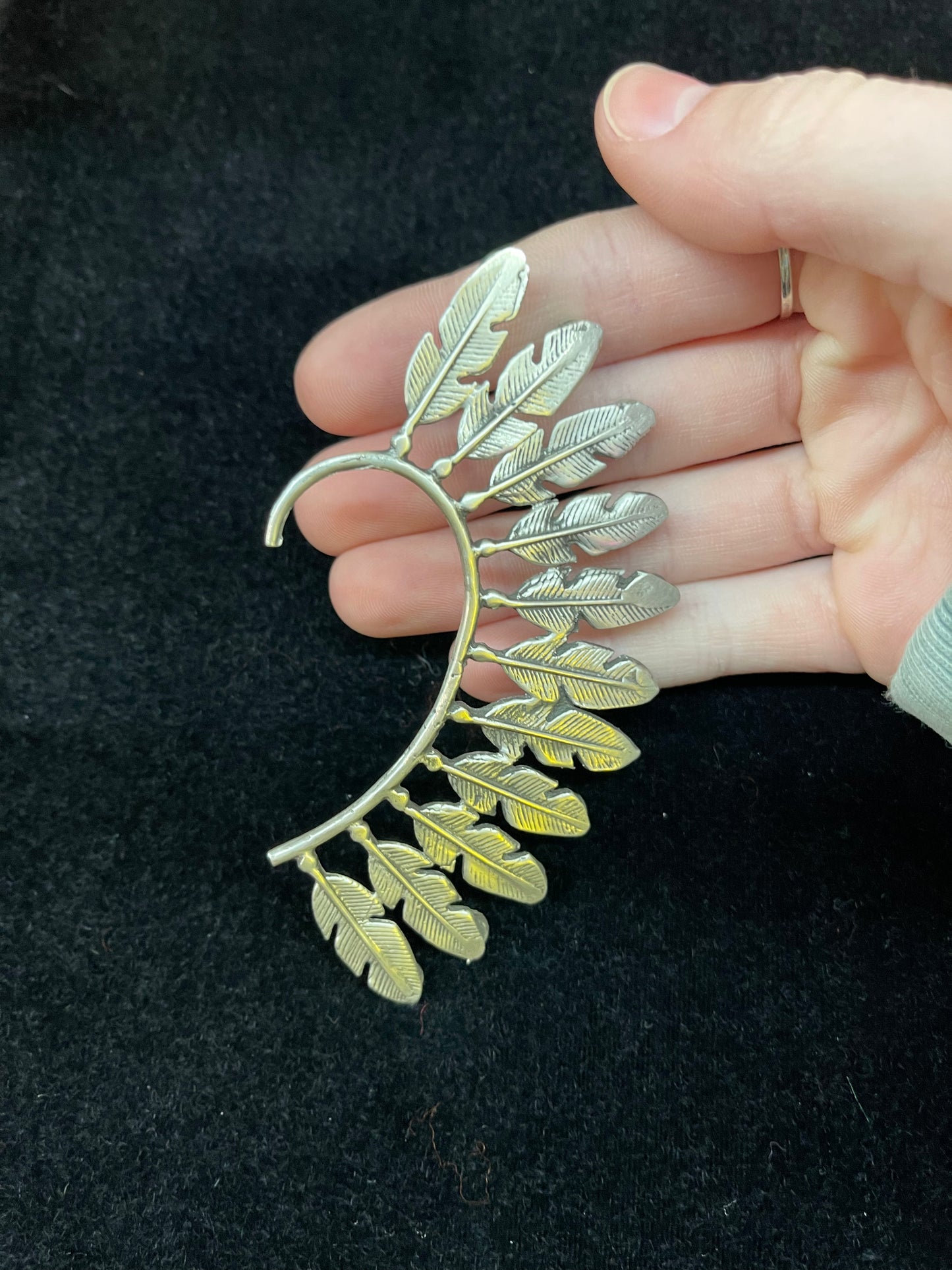 Purple Spiny Oyster Feather Ear Cuff