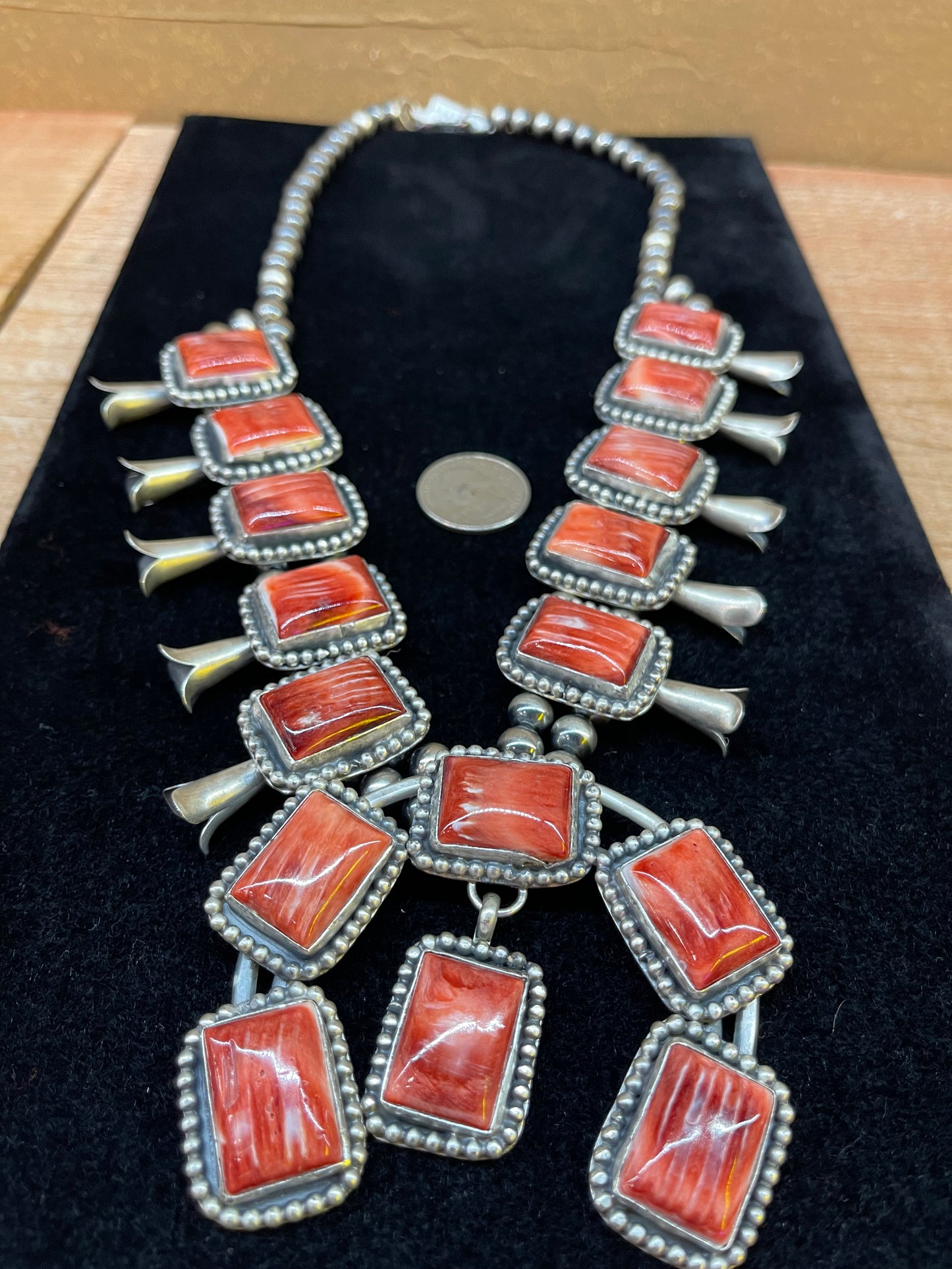 Red Spiny Oyster Squash Blossom Necklace