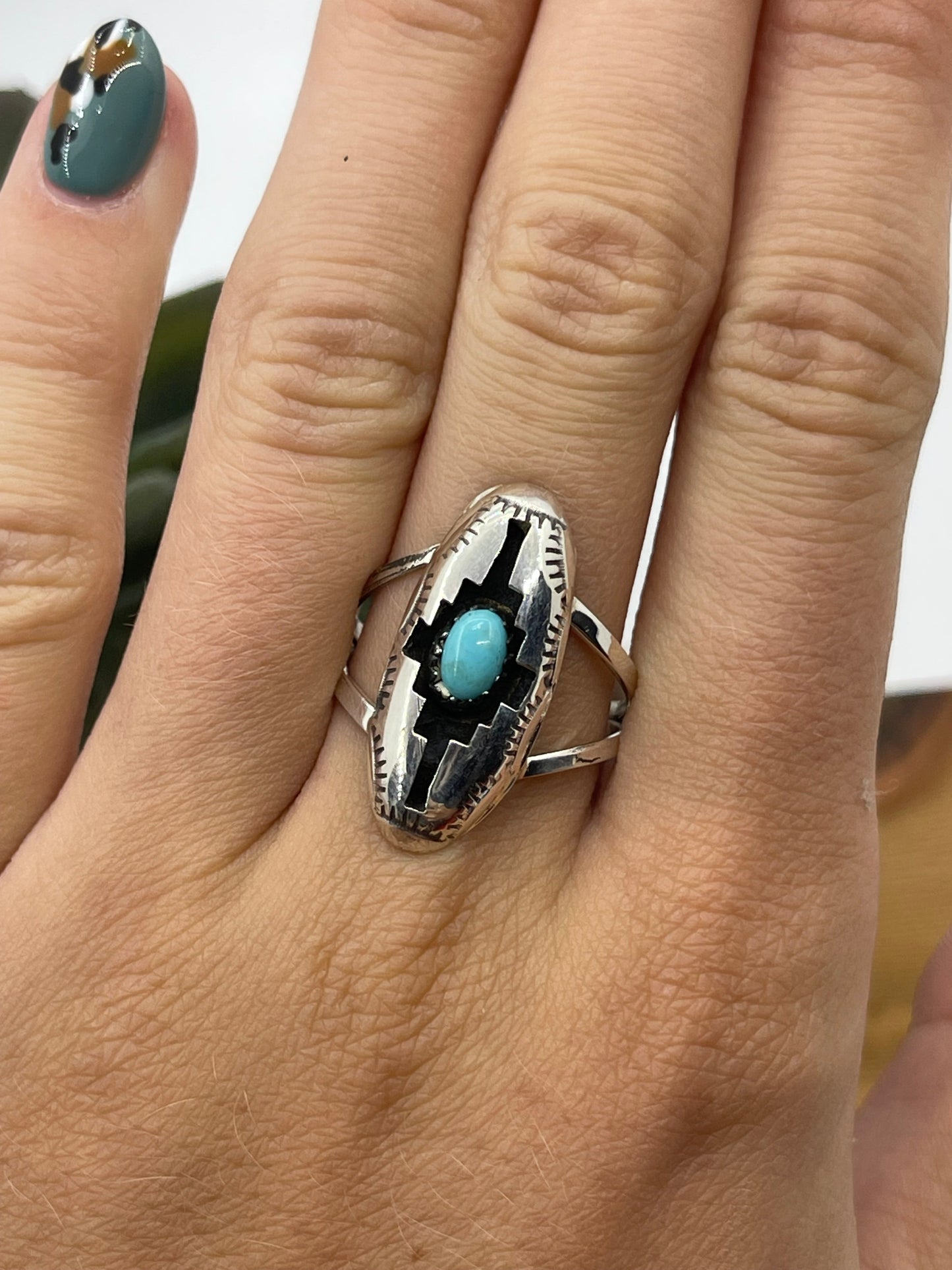 5.0 Shadowbox Ring by Felix Perry, Navajo