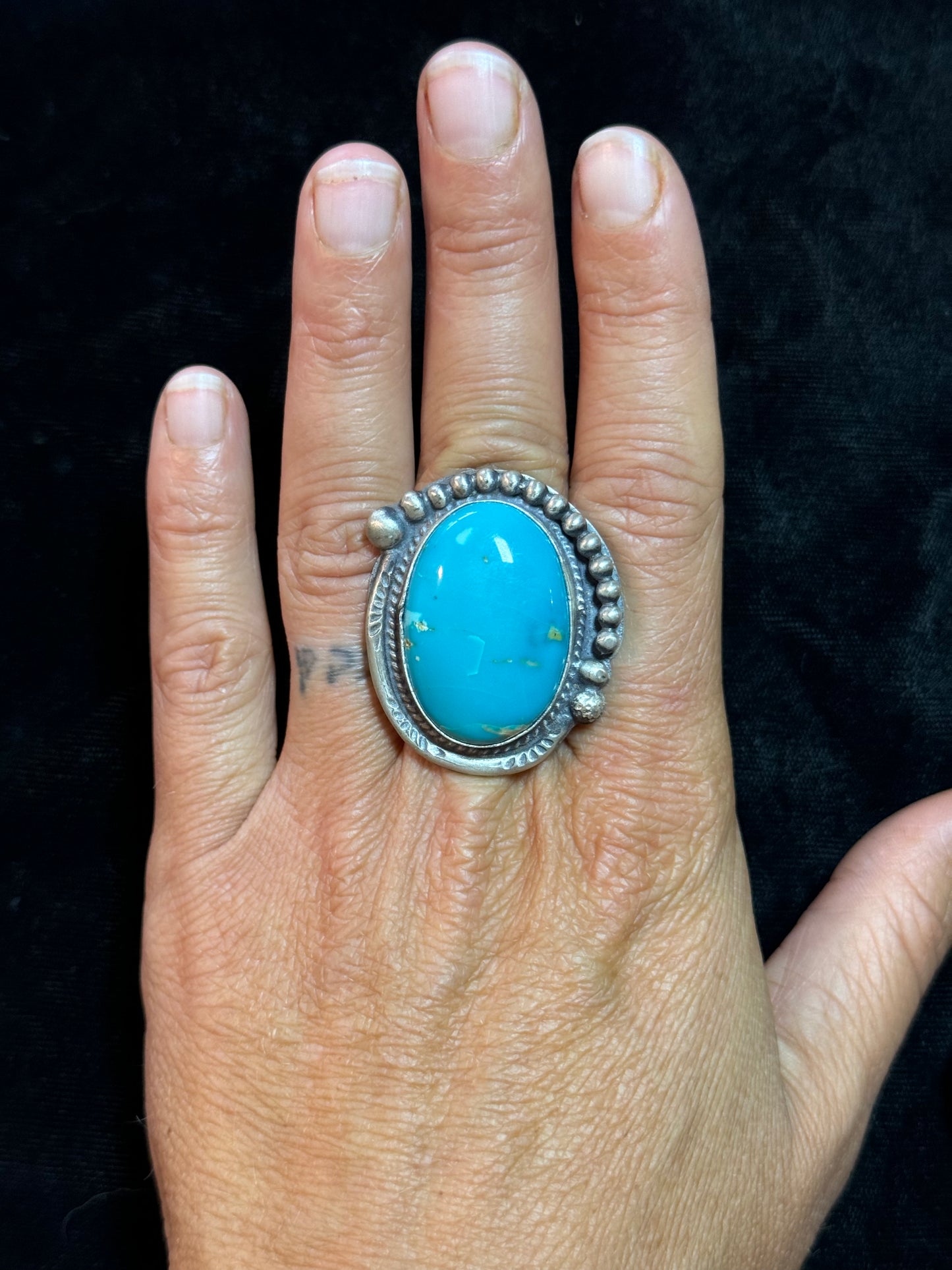 8.0 Sonoran Blue Turquoise Ring by Boyd Ashley, Navajo
