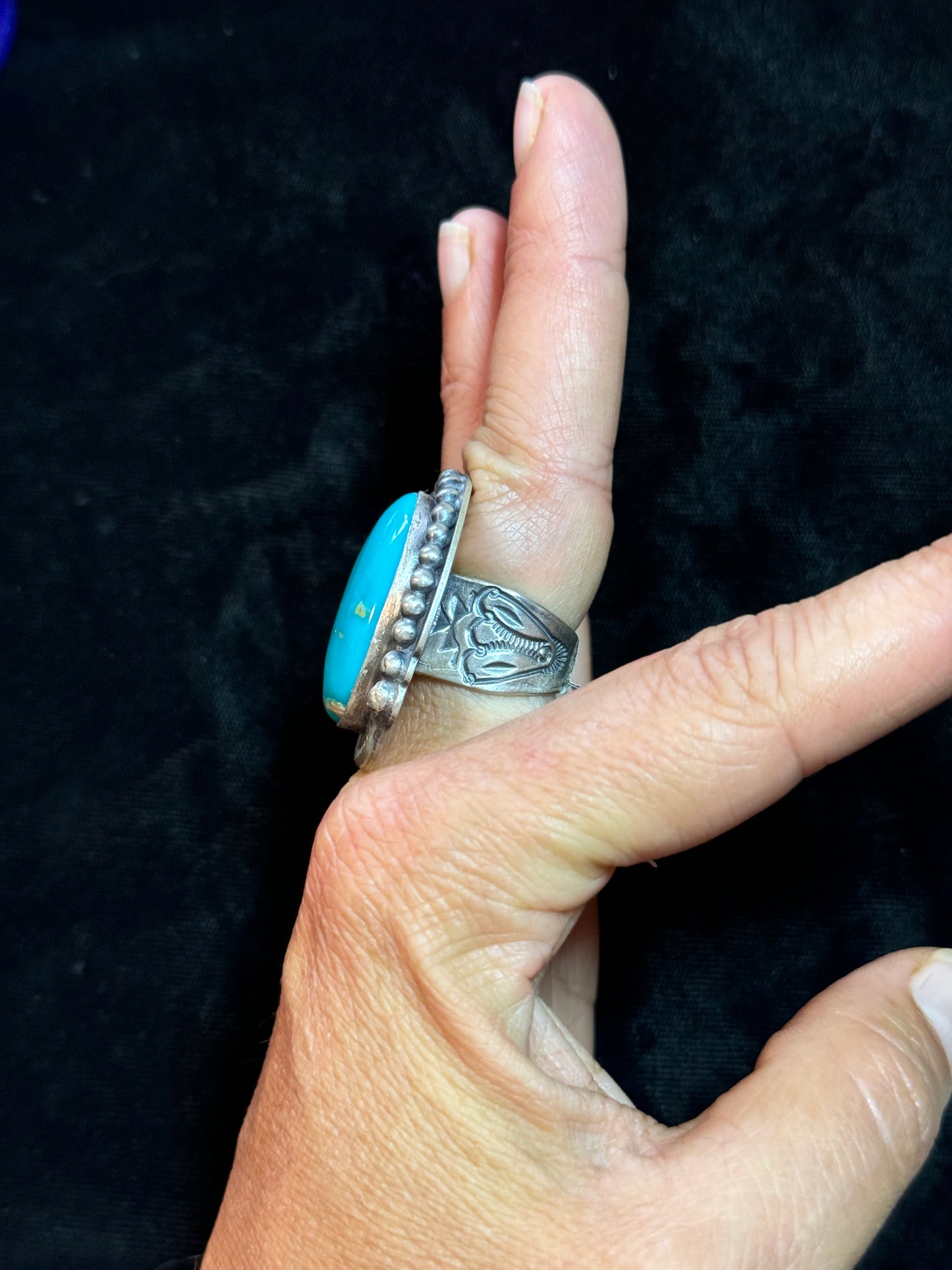 8.0 Sonoran Blue Turquoise Ring by Boyd Ashley, Navajo
