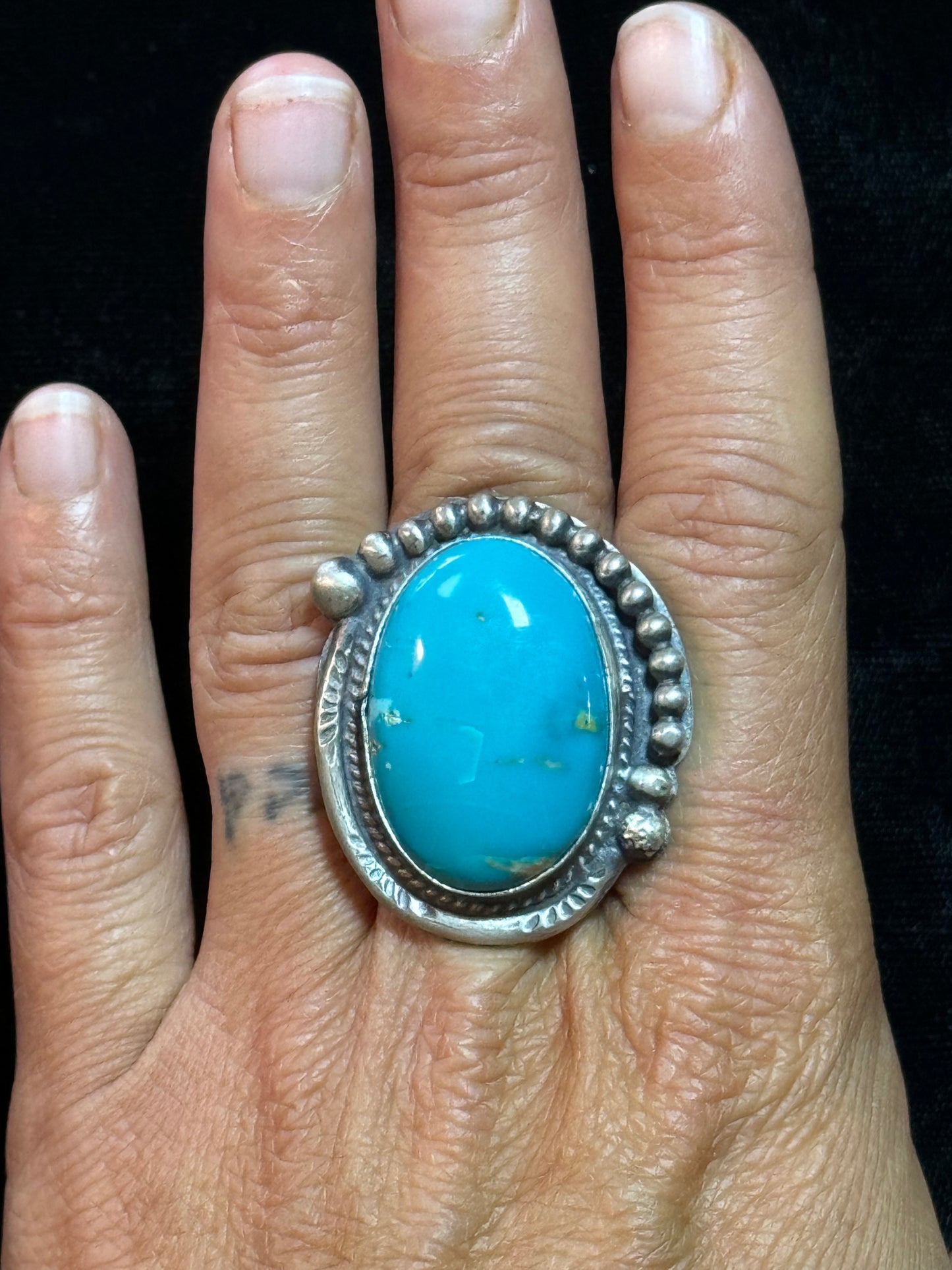 8.0 Sonoran Blue Turquoise Ring by Boyd Ashley, Navajo