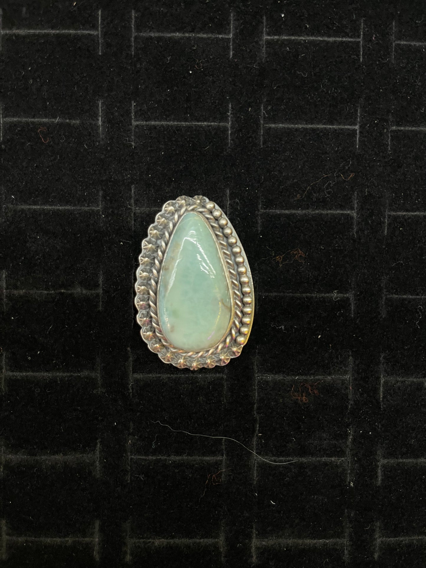 Turquoise Heavy Silver Ring By J.Piaso,Jr. Navajo