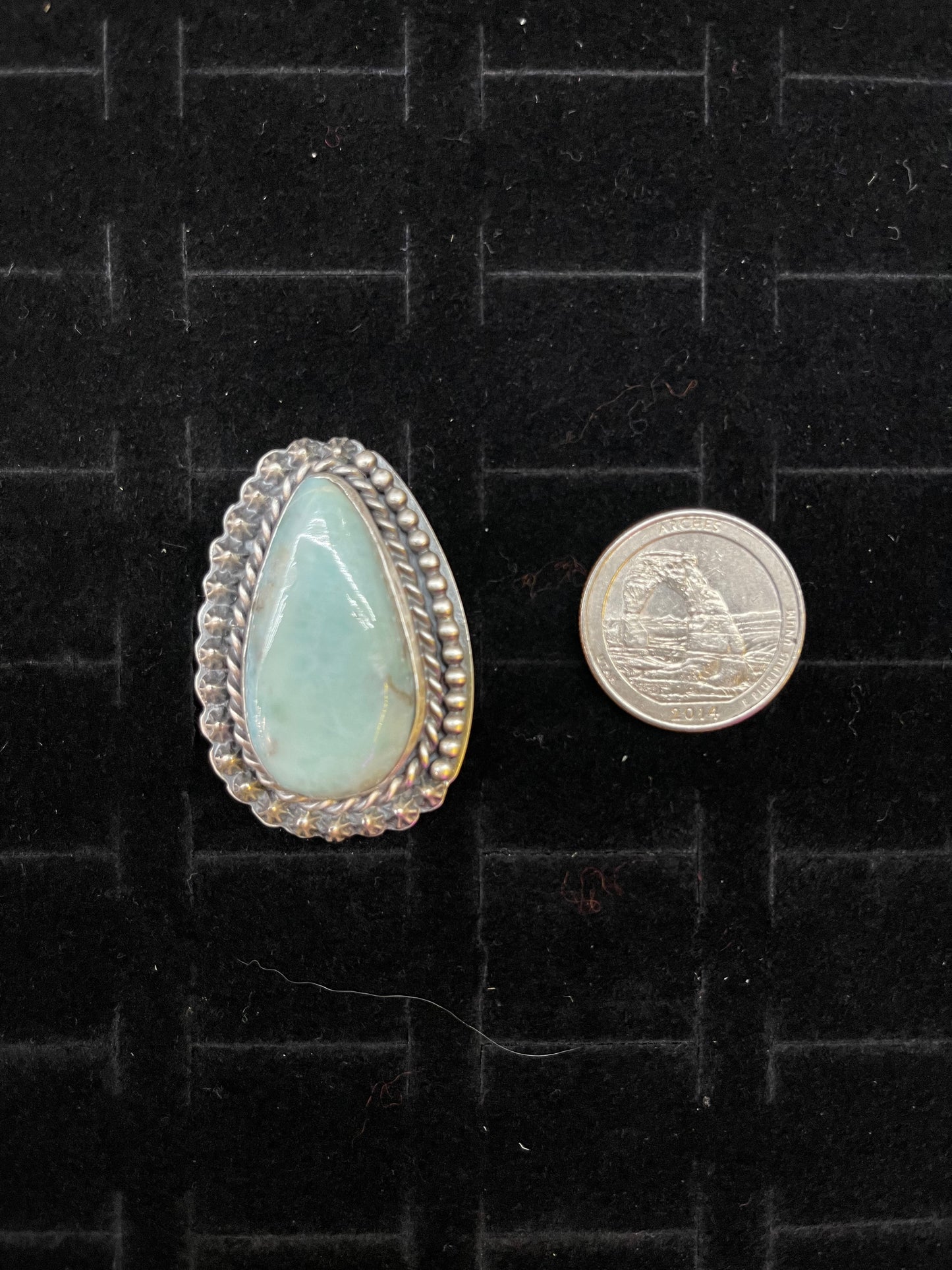 Turquoise Heavy Silver Ring By J.Piaso,Jr. Navajo