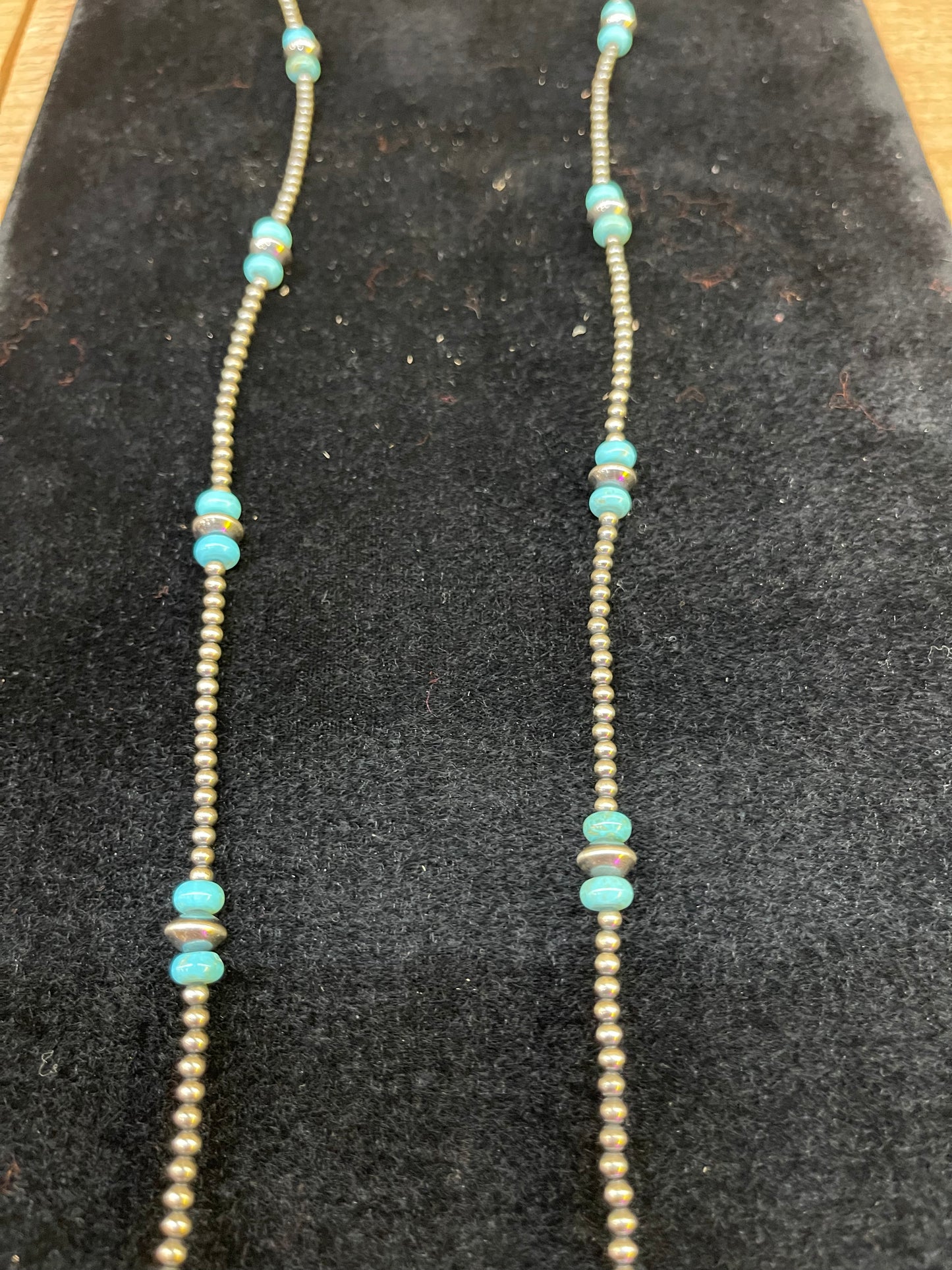 3mm and 8mm 40" Kingman Turquoise Necklace