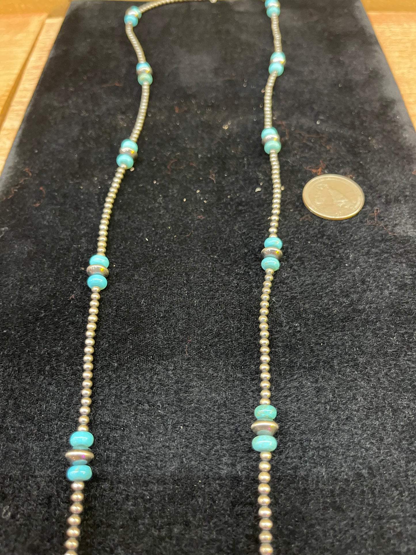 3mm and 8mm 40" Kingman Turquoise Necklace