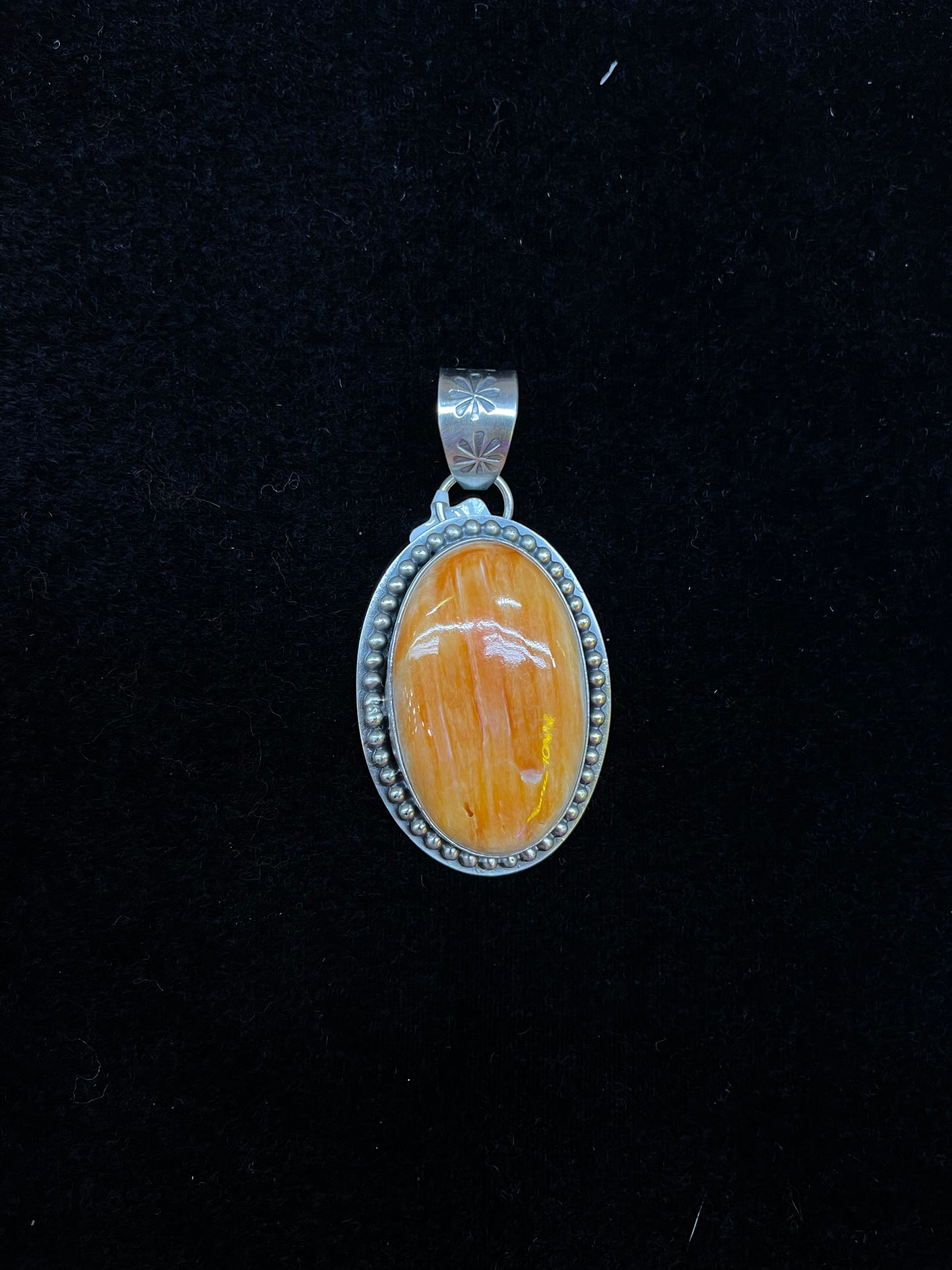 Orange Spiny Oyster Pendant By Calvin Delgarito Navajo