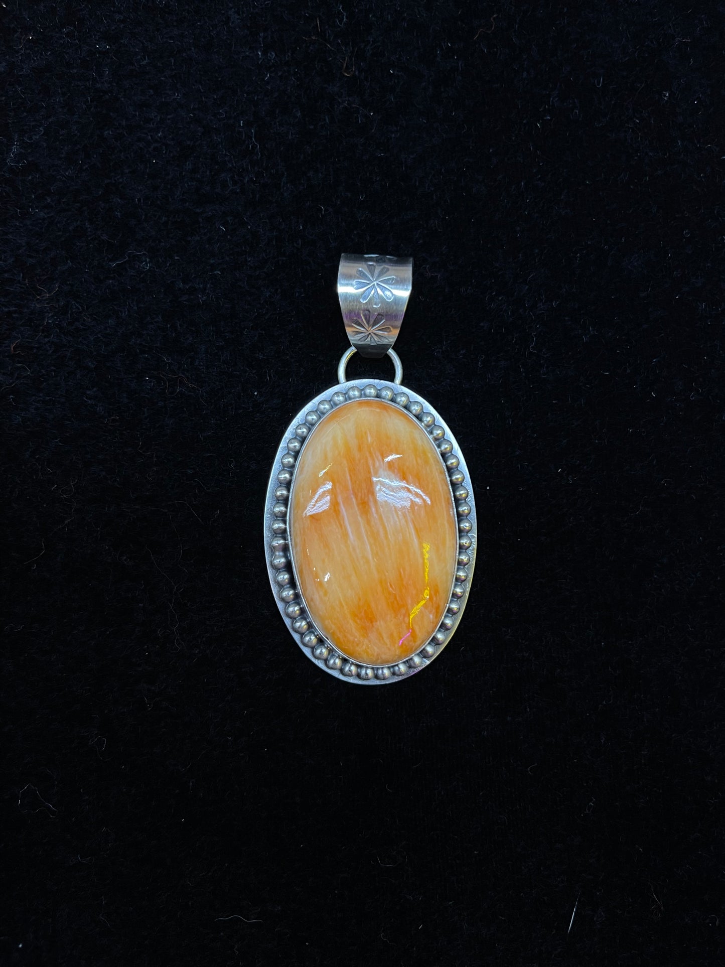 Orange Spiny Oyster Pendant By Calvin Delgarito Navajo