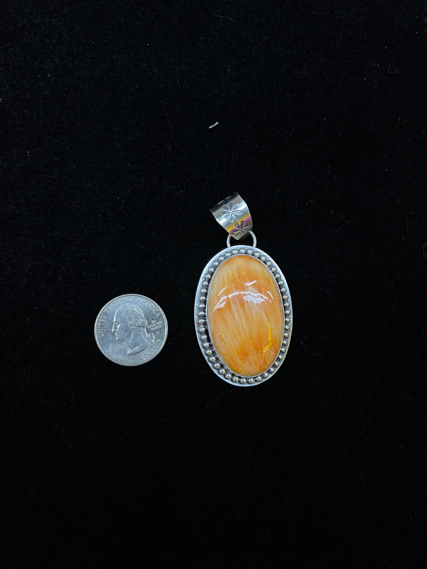 Orange Spiny Oyster Pendant By Calvin Delgarito Navajo