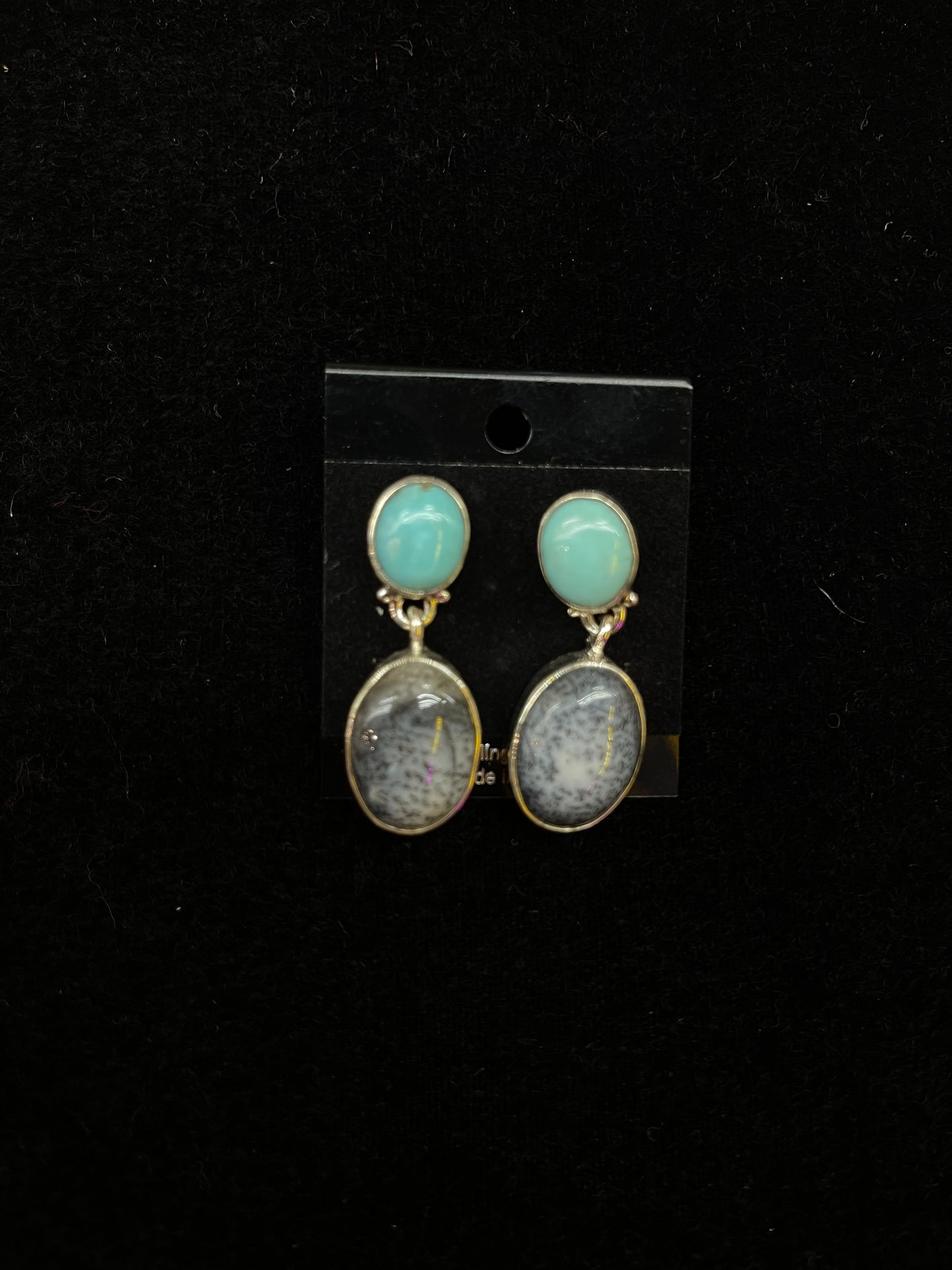 Dendritic Opal and Sleeping Beauty post dangle earrings