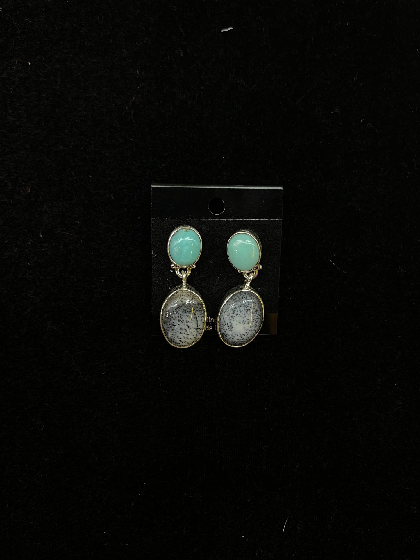 Dendritic Opal and Sleeping Beauty post dangle earrings