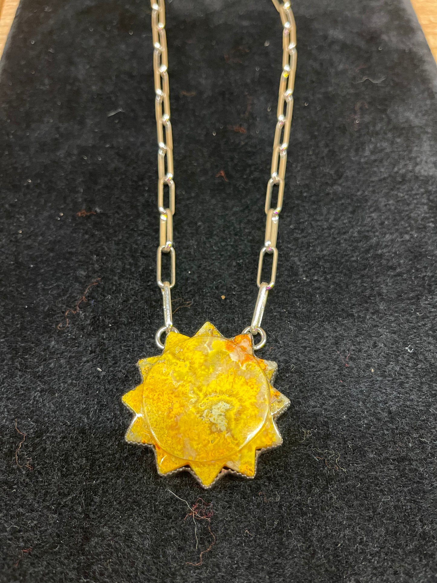 Bumblebee Jasper Sun On Paperclip Chain Necklace