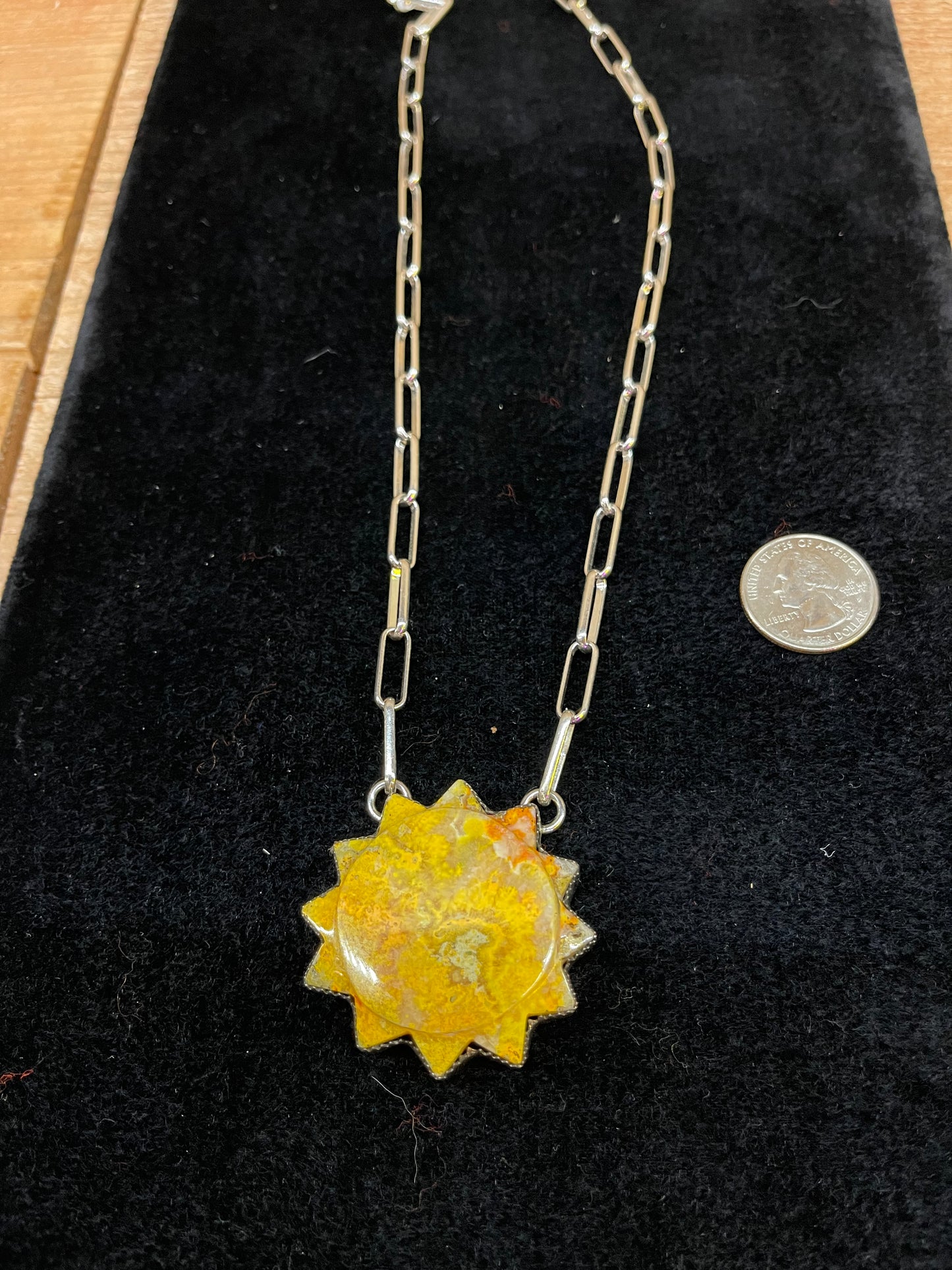Bumblebee Jasper Sun On Paperclip Chain Necklace