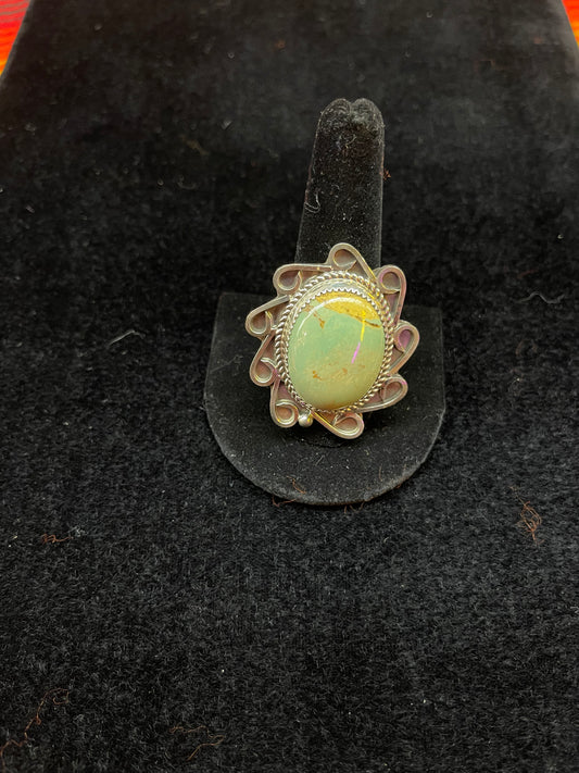 10.0 Emerald Valley Turquoise Ring by DN, Navajo