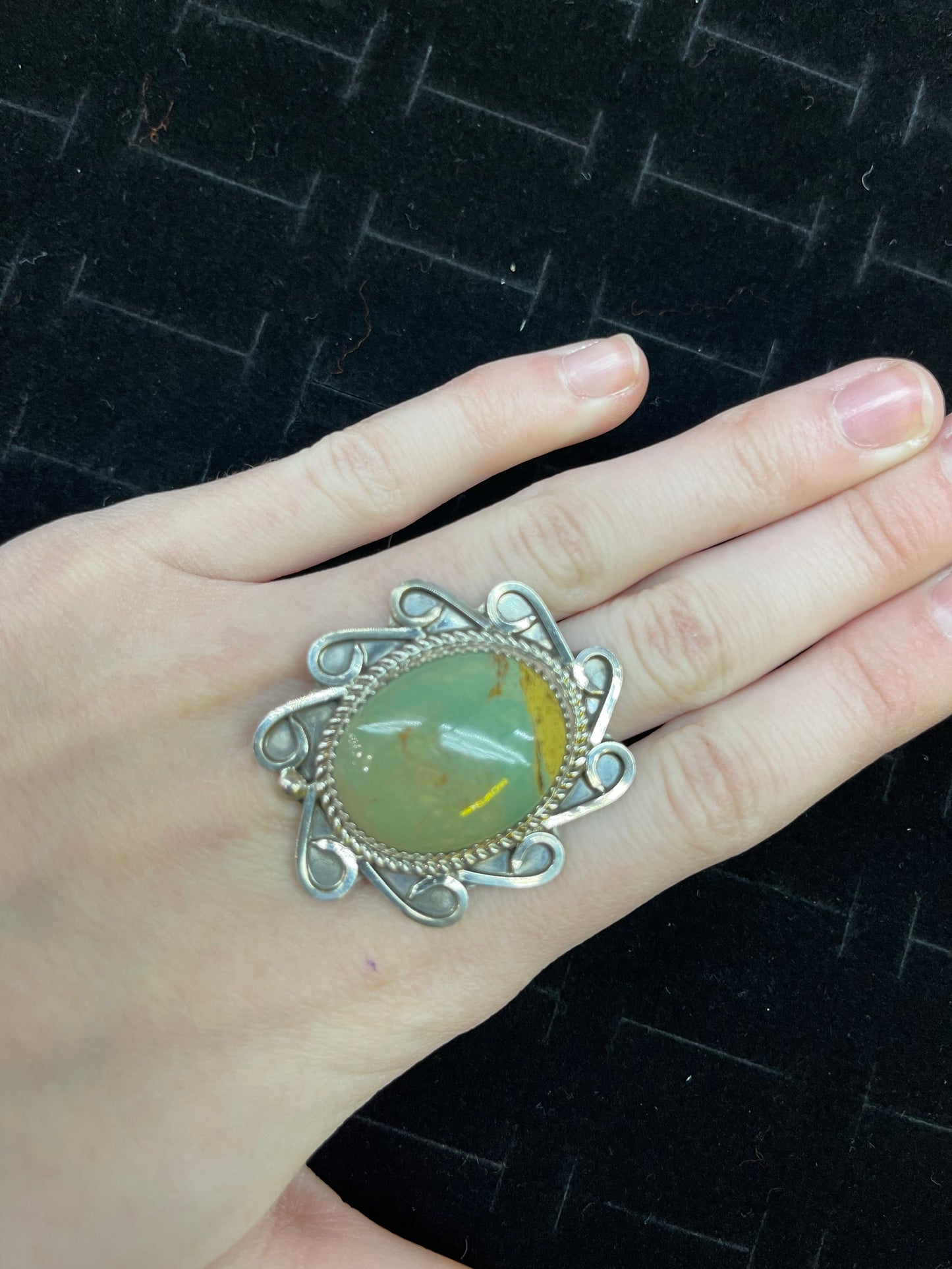 10.0 Emerald Valley Turquoise Ring by DN, Navajo