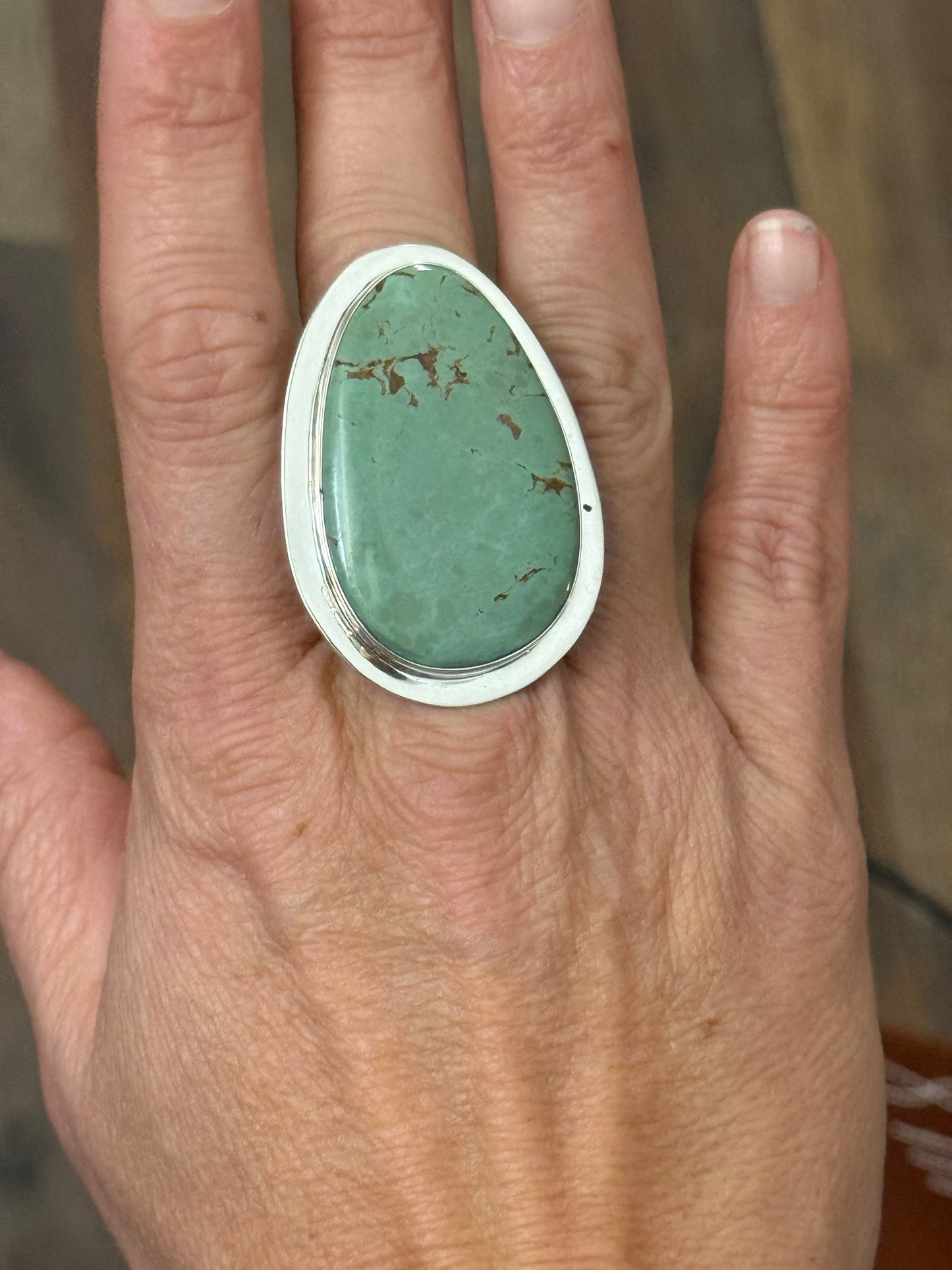 10.0 Number 8 Turquoise Ring by Marie Jackson, Navajo