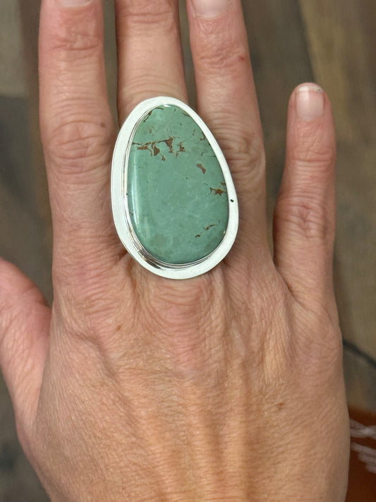 10.0 Number 8 Turquoise Ring by Marie Jackson, Navajo