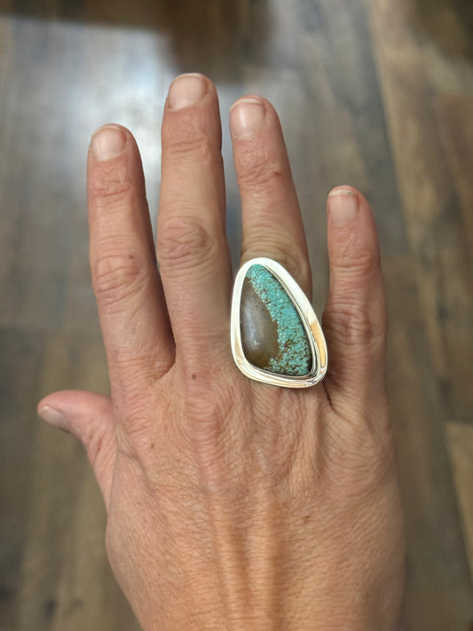 7.25 Number 8 Turquoise Ring by Marie Jackson, Navajo