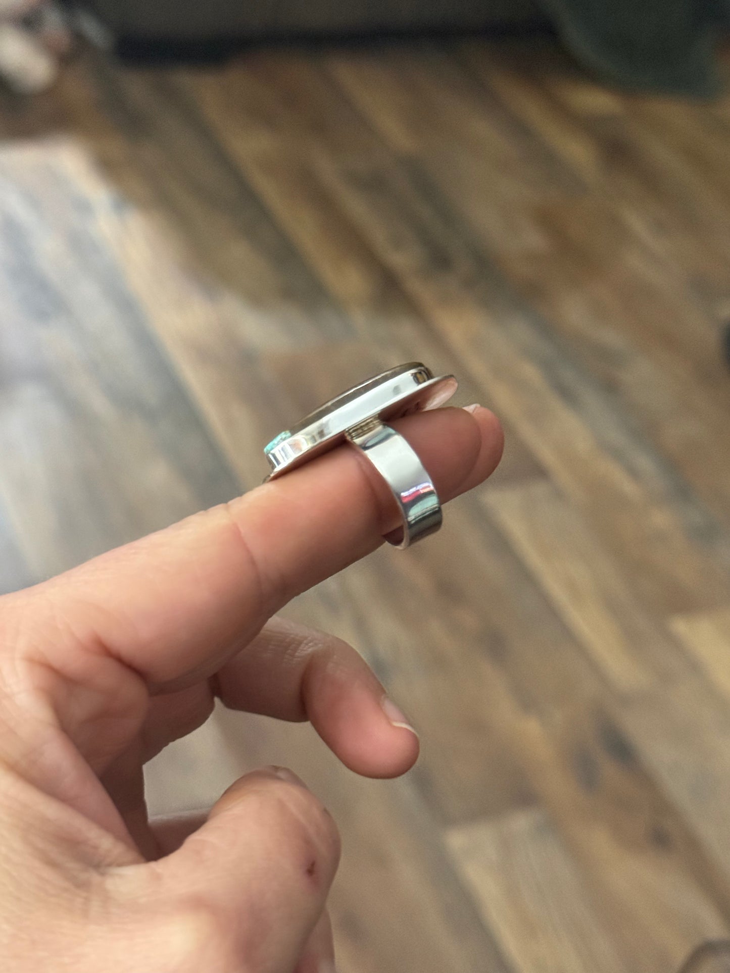 7.25 Number 8 Turquoise Ring by Marie Jackson, Navajo