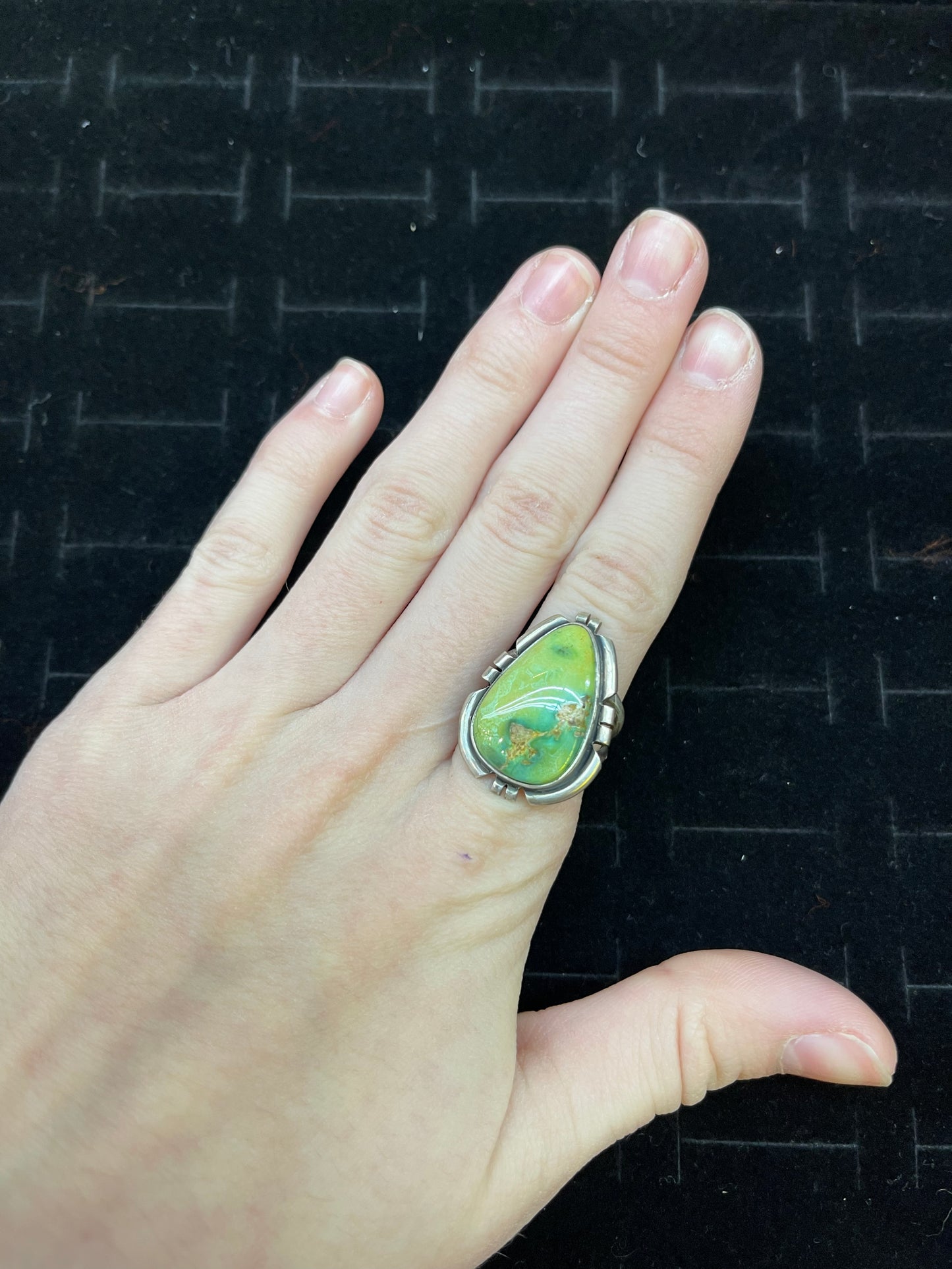 Sonoran Gold Turquoise Teardrop Ring Navajo