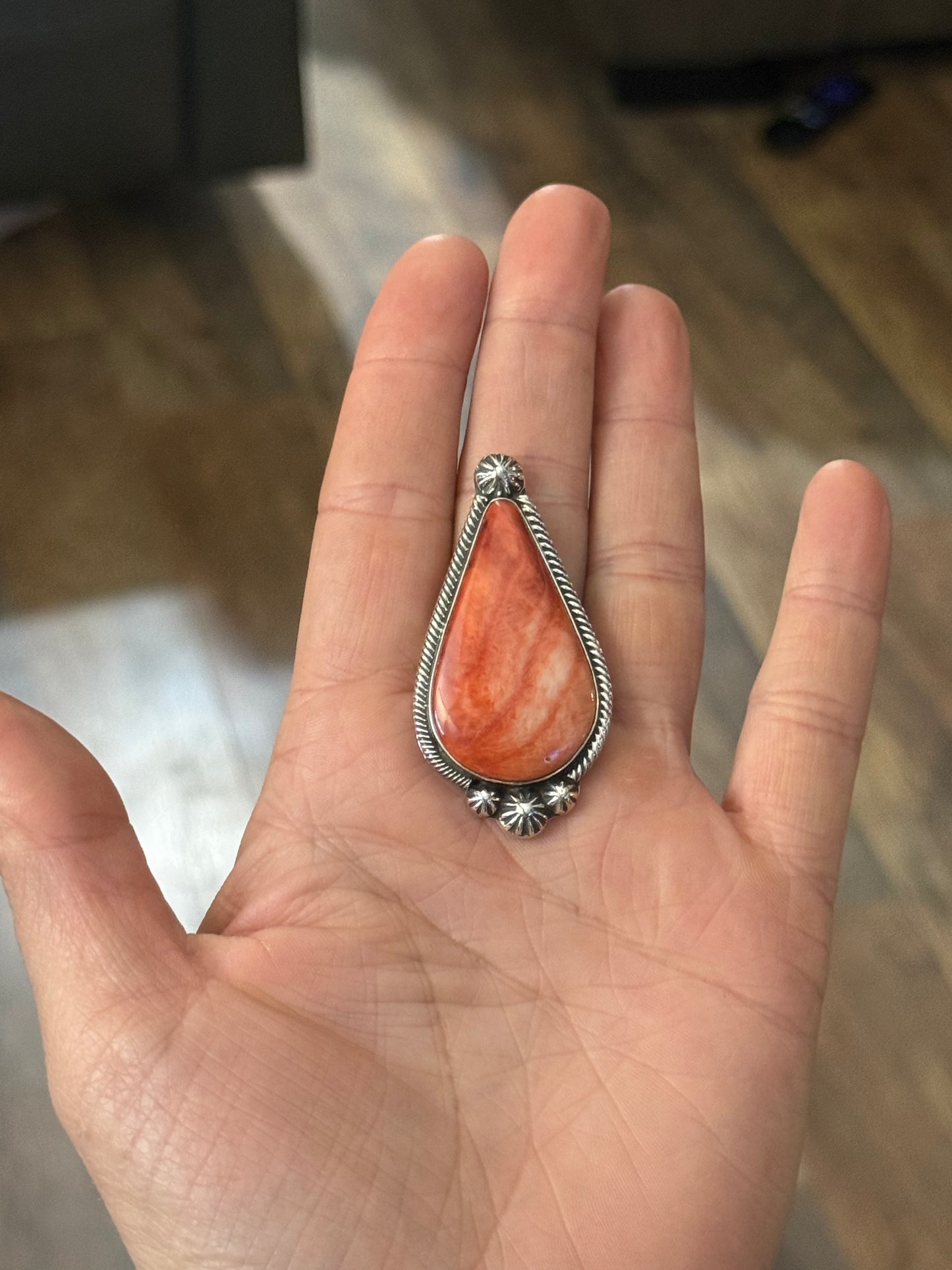 10.5 Spiny Oyster Shell Ring by Marie Jackson, Navajo