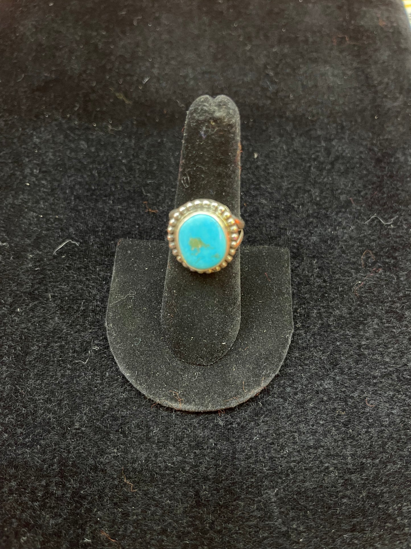 Kingman Turquoise Circle Ring By P.Skeets Navajo