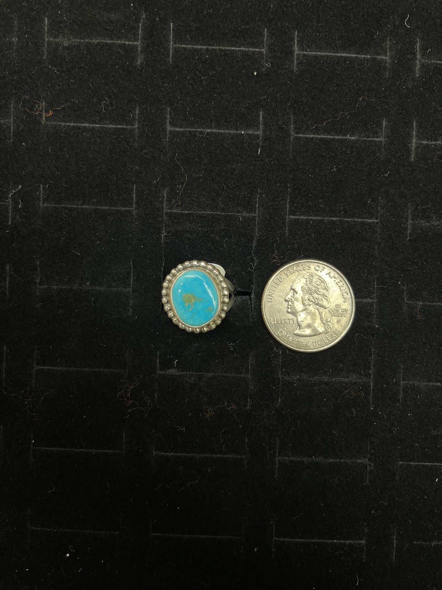 Kingman Turquoise Circle Ring By P.Skeets Navajo