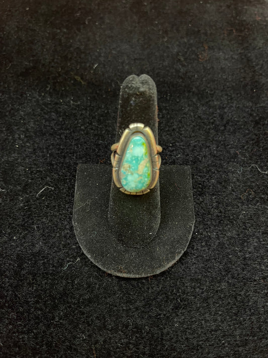 Sonoran Rose Turquoise Teardrop Ring By Merle House Navajo