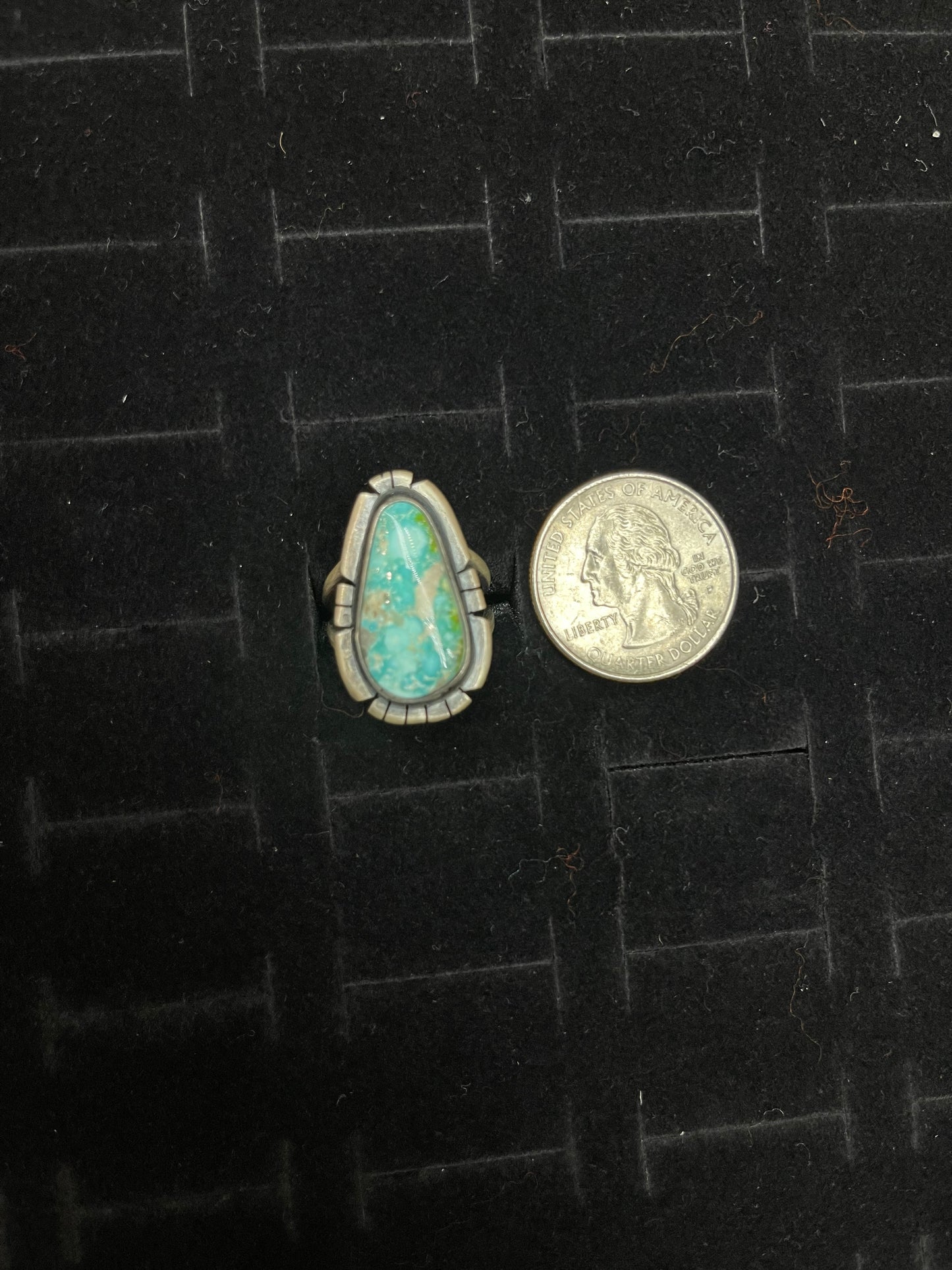 Sonoran Rose Turquoise Teardrop Ring By Merle House Navajo