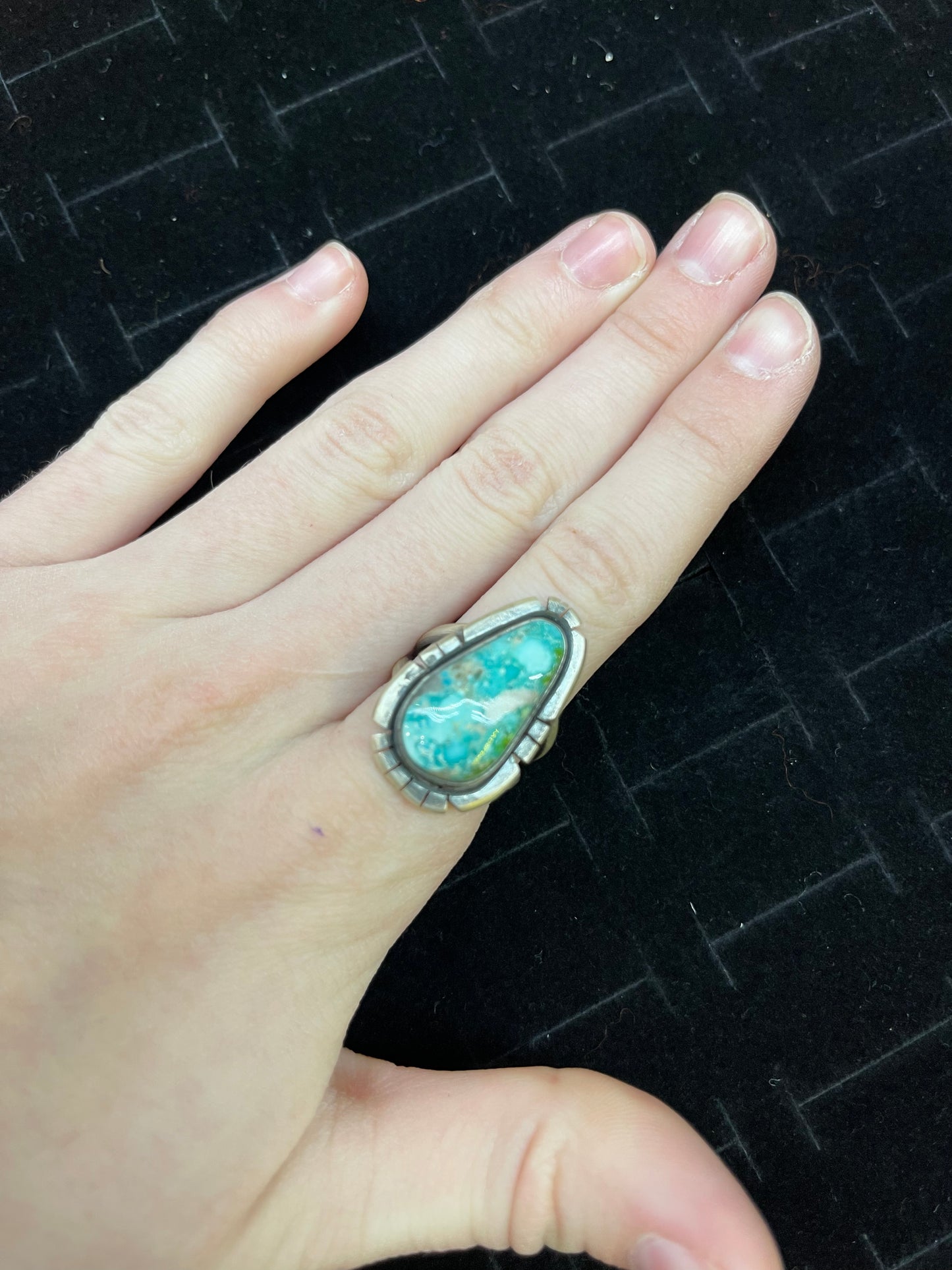 Sonoran Rose Turquoise Teardrop Ring By Merle House Navajo