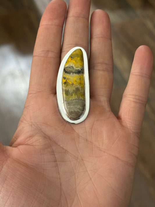 9.0 Oval Bumblebee Jasper Ring by Marie Jackson, Navajo