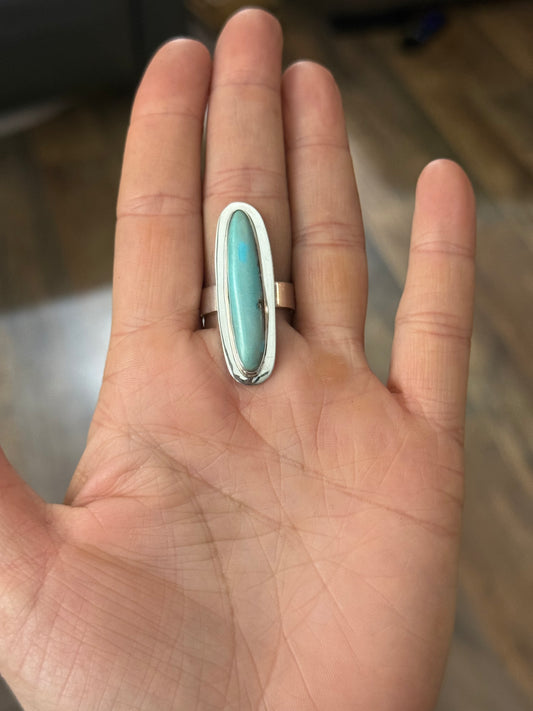 8.5 Morenci Turquoise Ring by Marie Jackson, Navajo