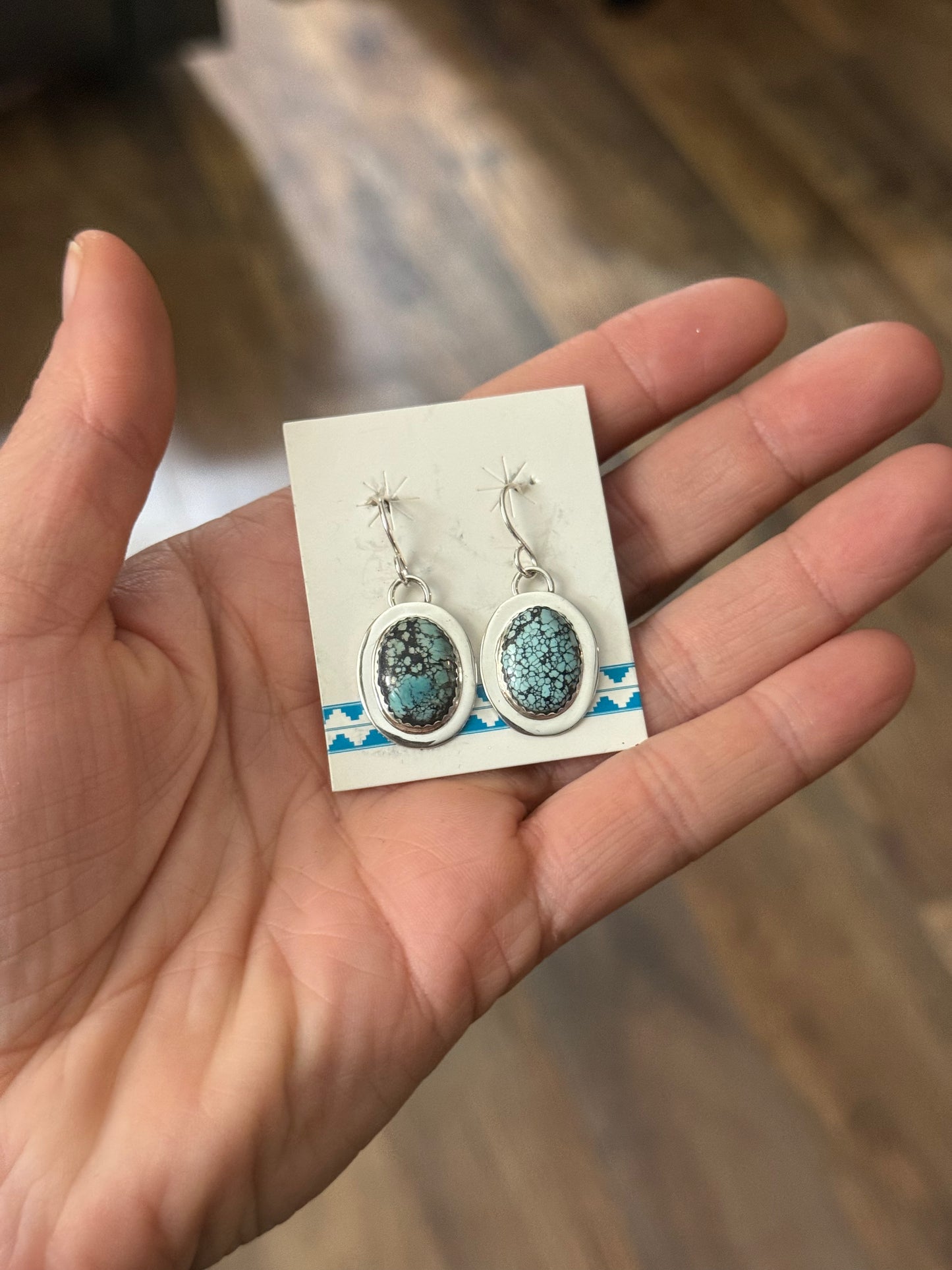 Number 8 Turquoise Earrings by Marie Jackson, Navajo