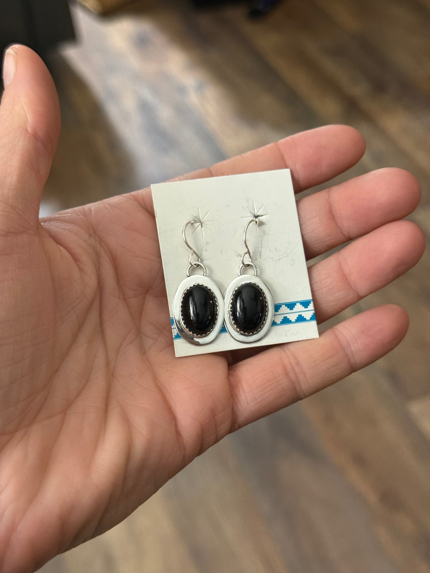 Black Onyx Oval Earrings by Marie Jackson, Navajo