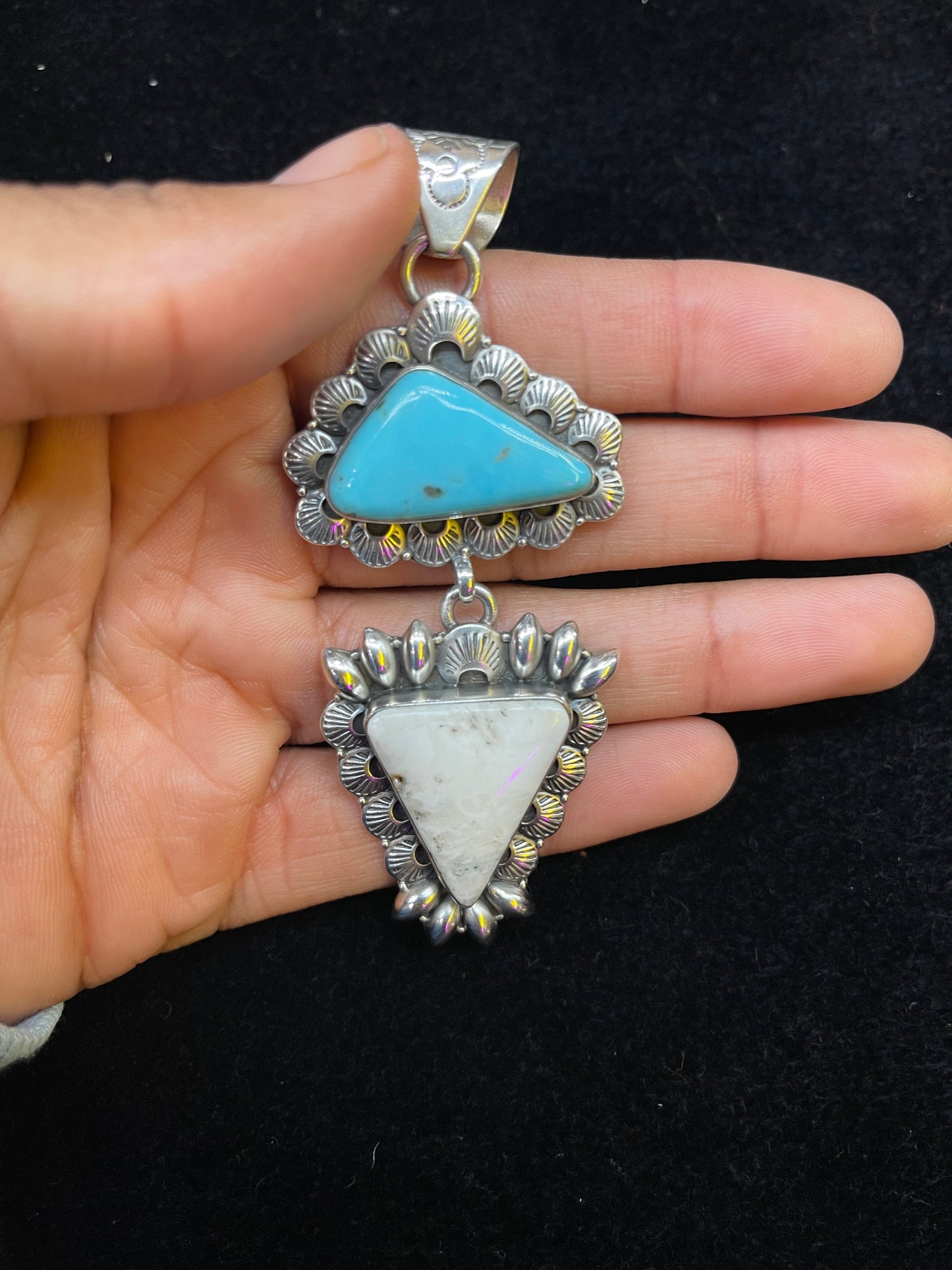 White Buffalo and Turquoise Pendant